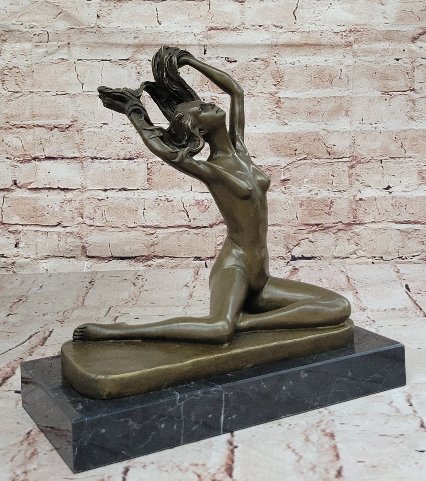 Signed MIRVAL SOLID PURE BRONZE SCULPTURE EROTIC NUDE FEMALE NO RESERVE STATUE