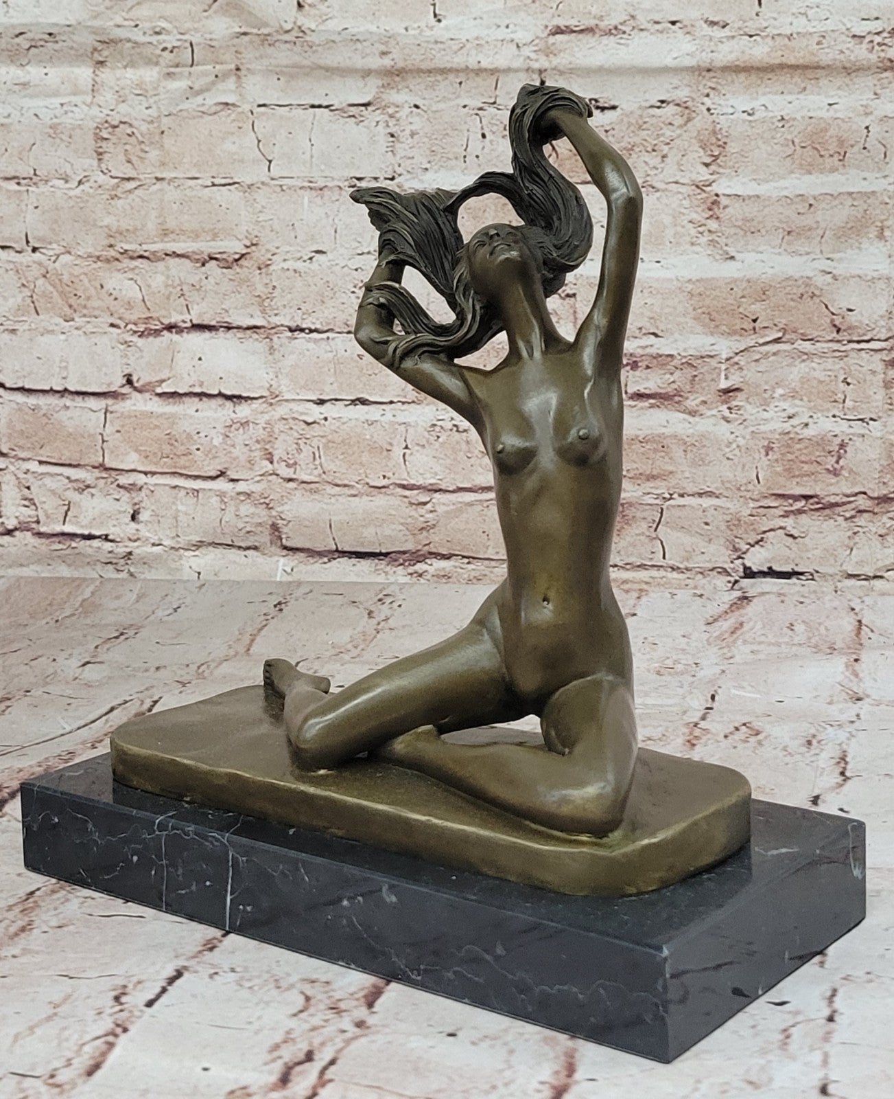 Signed MIRVAL SOLID PURE BRONZE SCULPTURE EROTIC NUDE FEMALE NO RESERVE STATUE