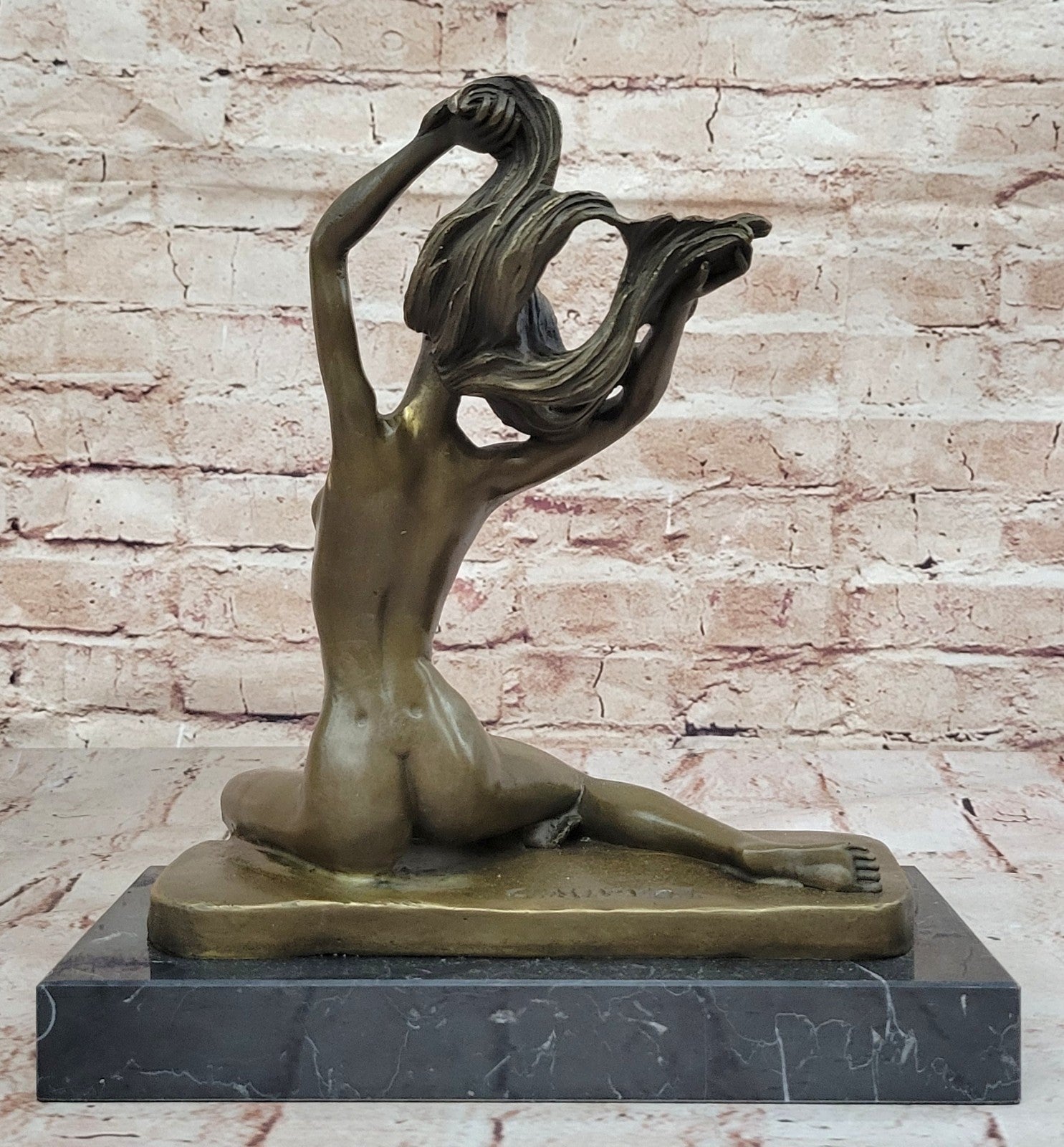 Signed MIRVAL SOLID PURE BRONZE SCULPTURE EROTIC NUDE FEMALE NO RESERVE STATUE