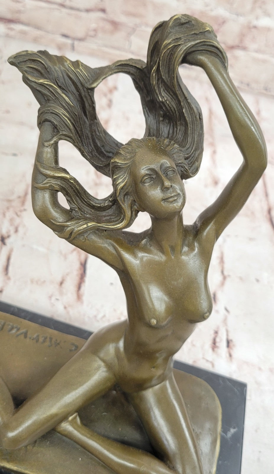 Signed MIRVAL SOLID PURE BRONZE SCULPTURE EROTIC NUDE FEMALE NO RESERVE STATUE