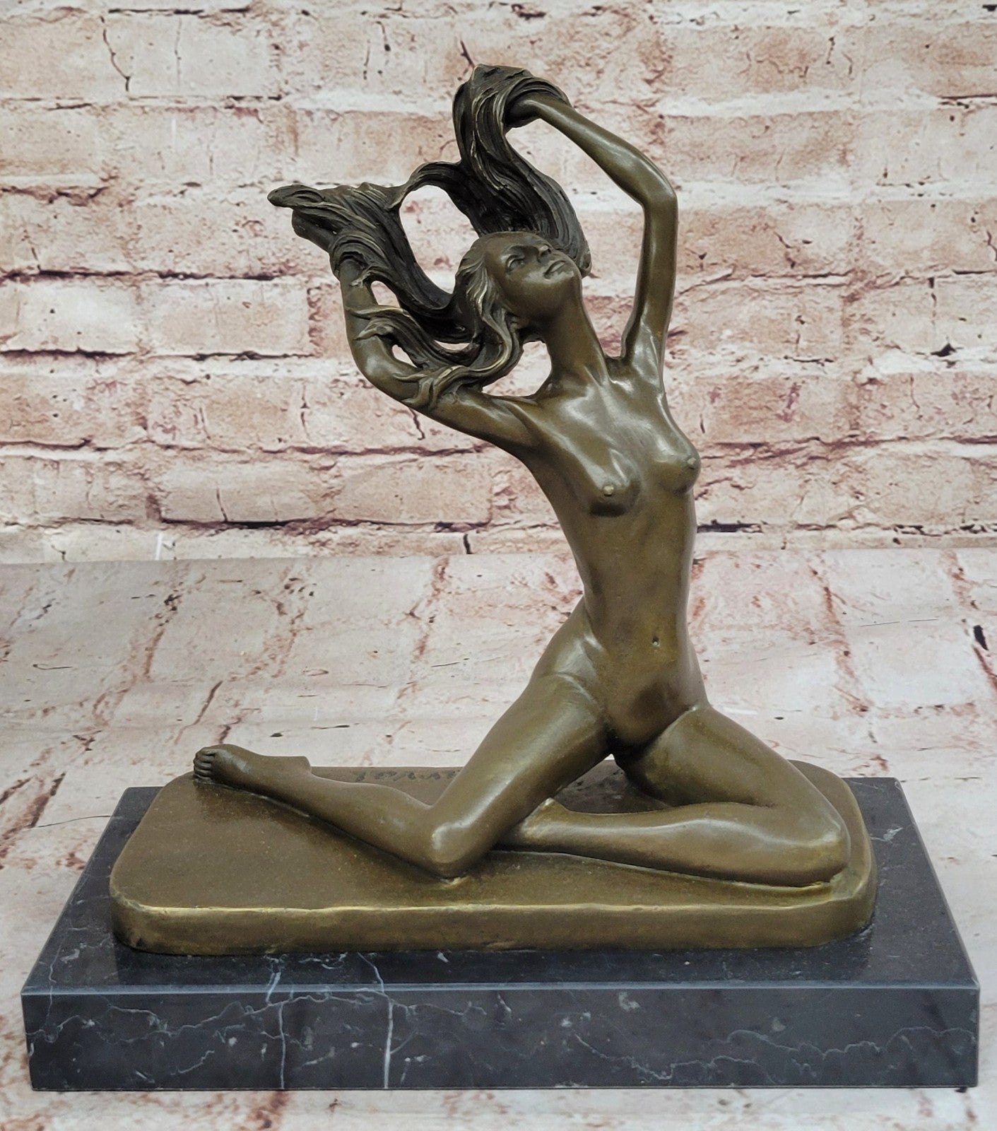 Signed MIRVAL SOLID PURE BRONZE SCULPTURE EROTIC NUDE FEMALE NO RESERVE STATUE