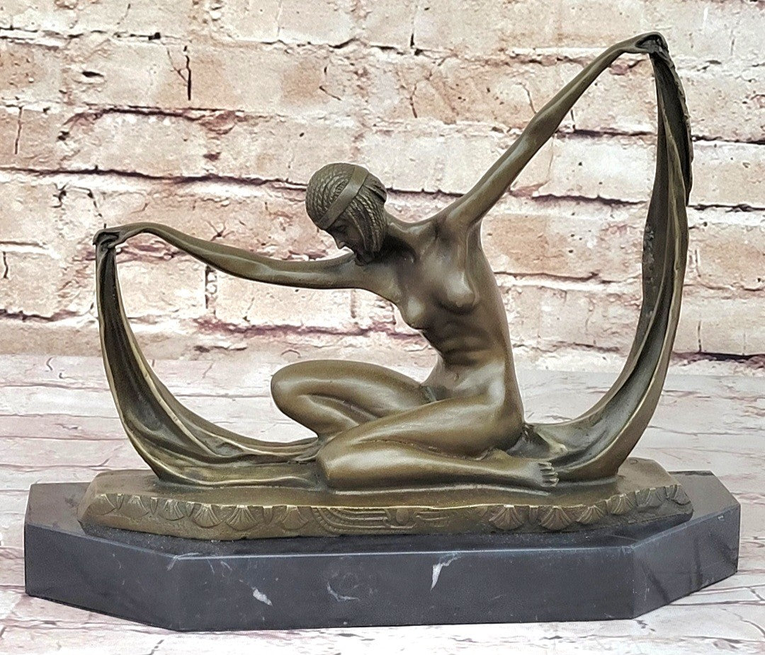 Handcrafted bronze Nude sculpture Modern Deco Art Abstract . C.Mirval Lost Wax