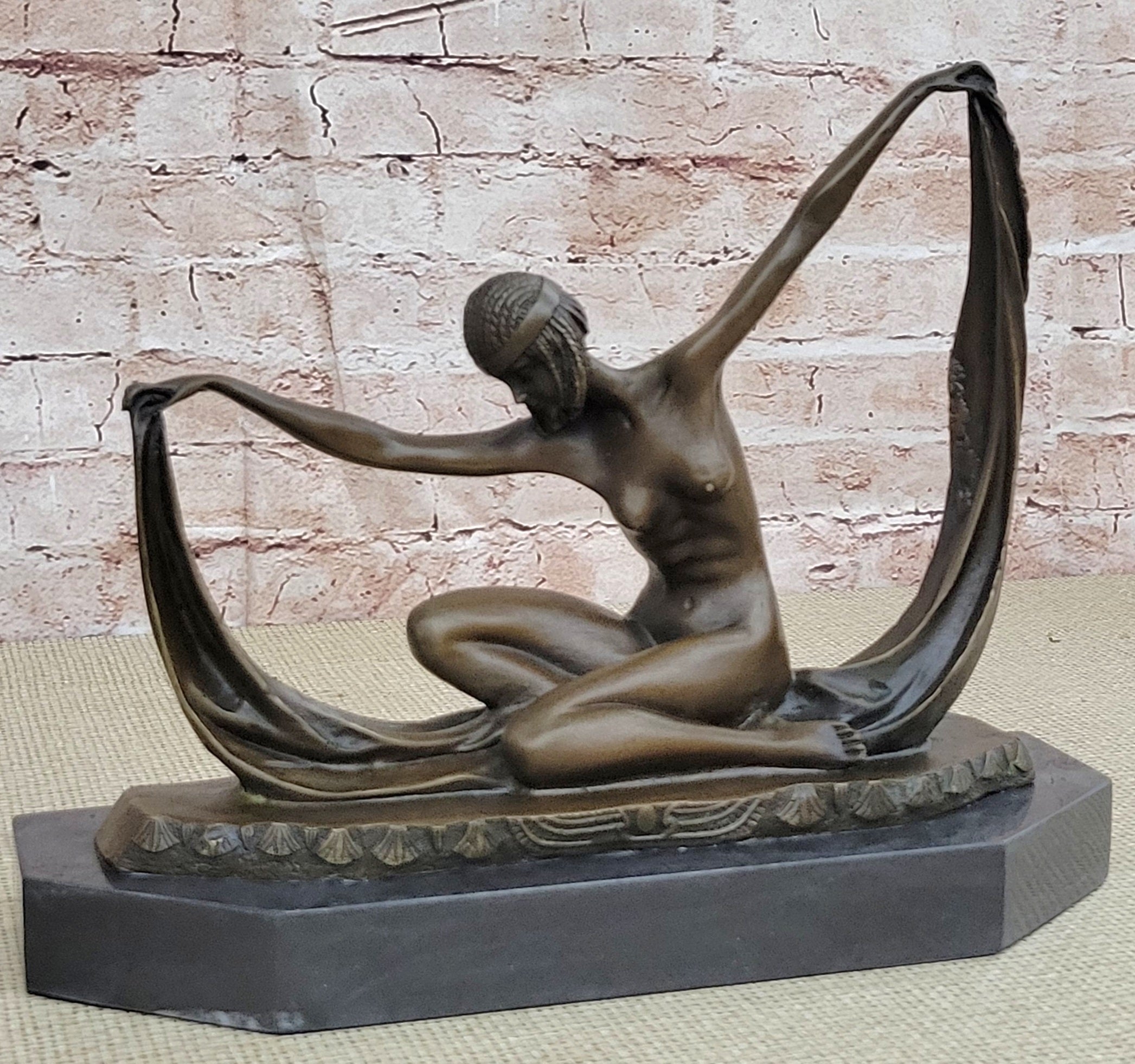 Handcrafted bronze Nude sculpture Modern Deco Art Abstract . C.Mirval Lost Wax