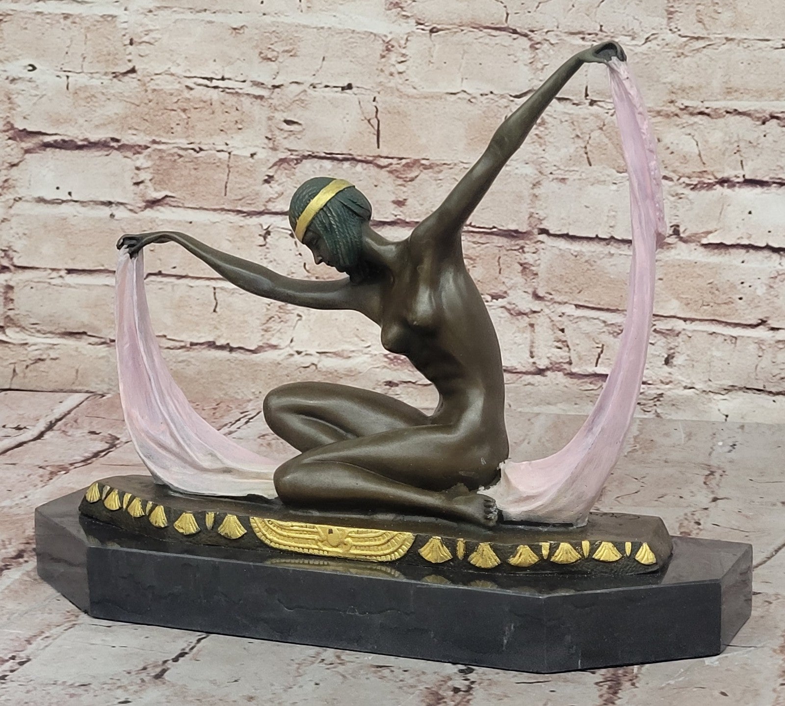 Handcrafted bronze sculpture SALE Marble Mirval By Dancer Nude Graceful