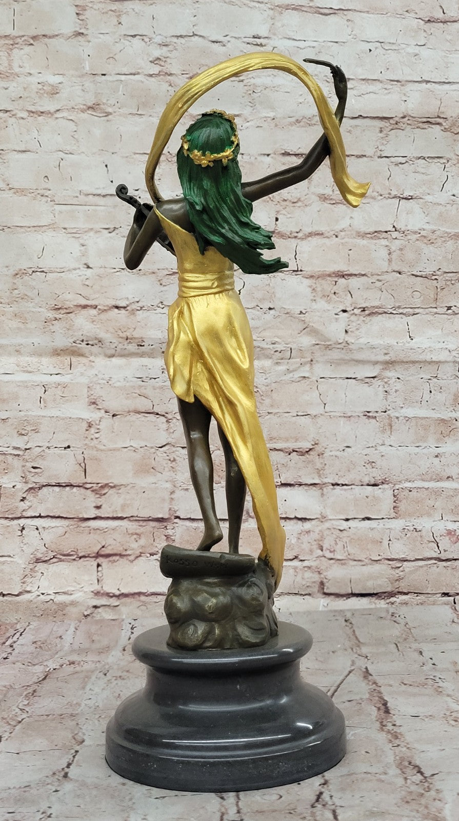 VINTAGE MID CENTRURY MODERN BRUTALIST VIOLIN PLAYER NUDE BRONZE STATUE SCULPTURE