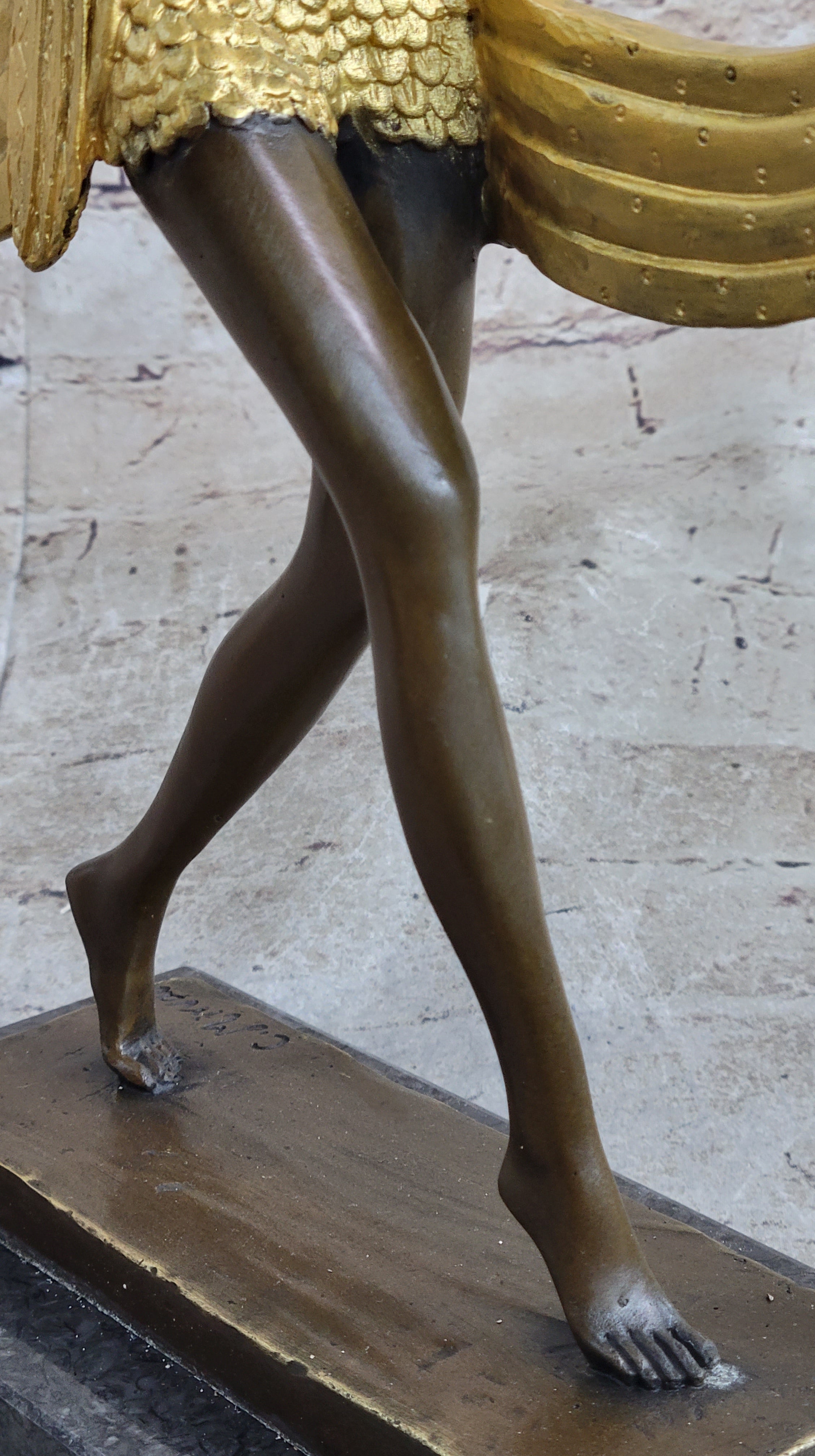 Handcrafted bronze sculpture *SALE* Art Deco Signed By Mirval Ribbon Dancer Nude