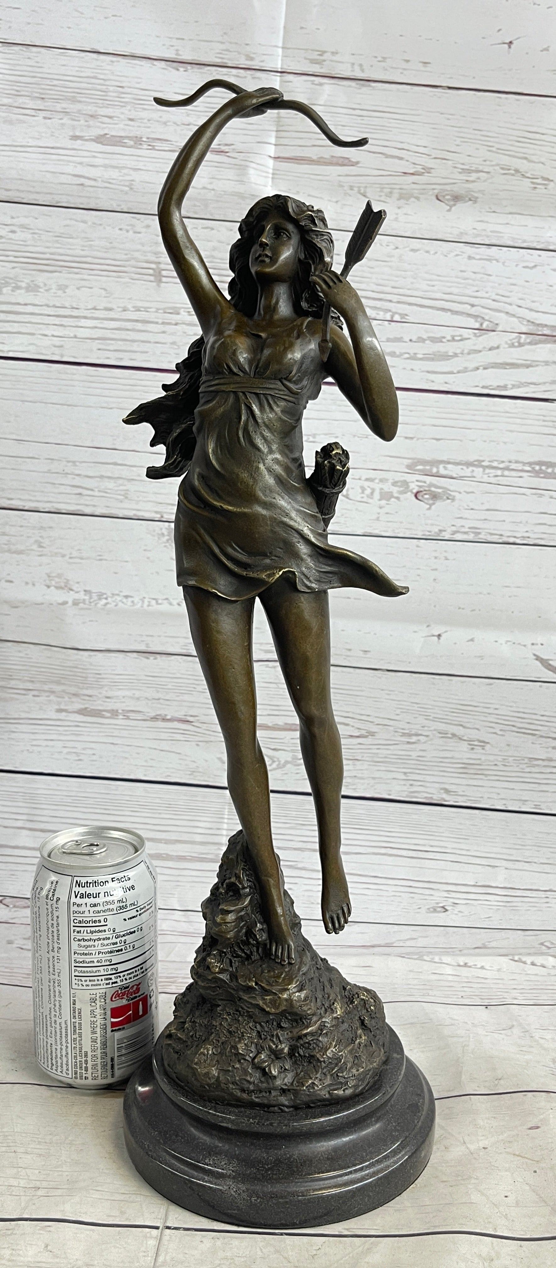 Vintage Bronze Art Deco Nude Goddess Diana The Huntress Fountain Garden Statue