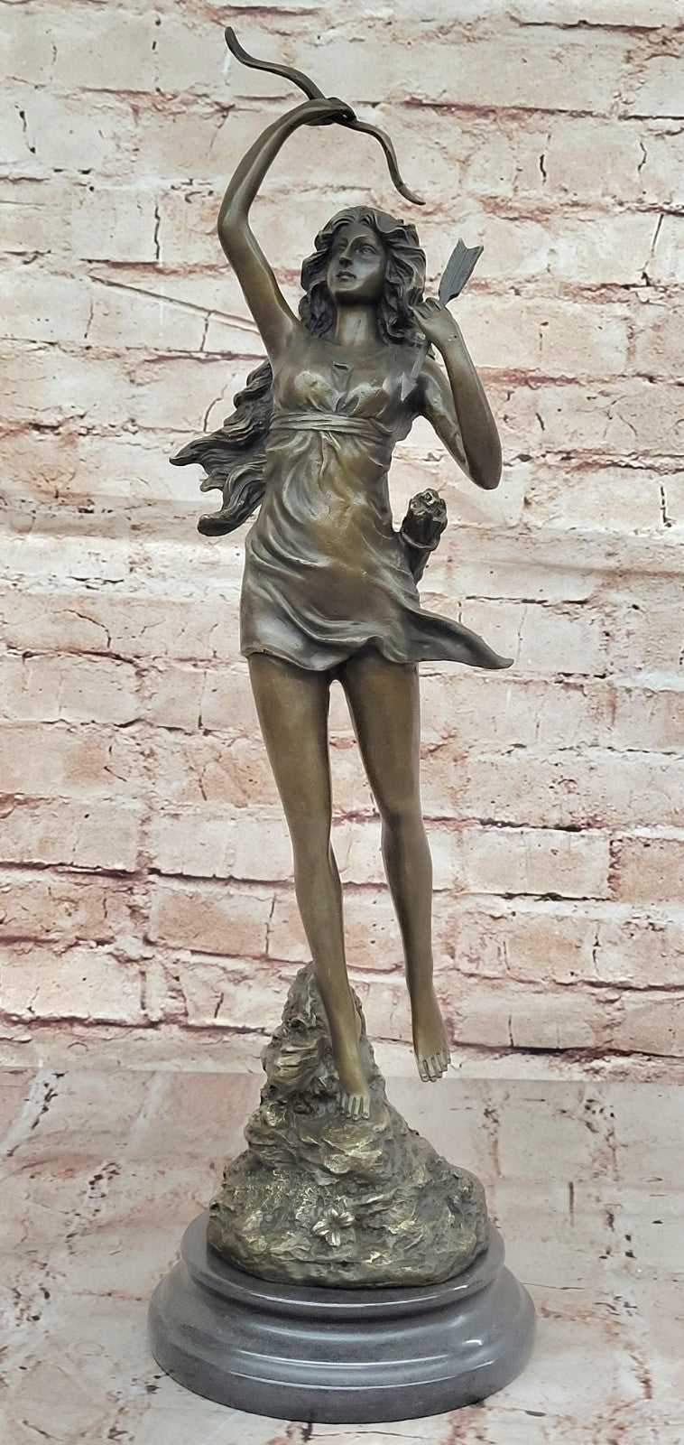Vintage Bronze Art Deco Nude Goddess Diana The Huntress Fountain Garden Statue