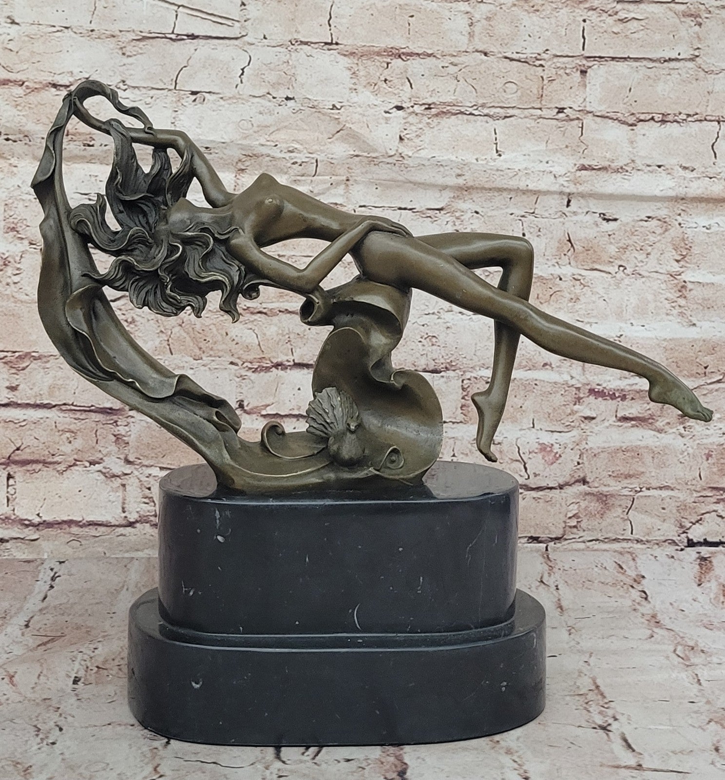 Classical Bronze Sculpture of a Sea Nymph Sleeping Lost Wax Nude Statue