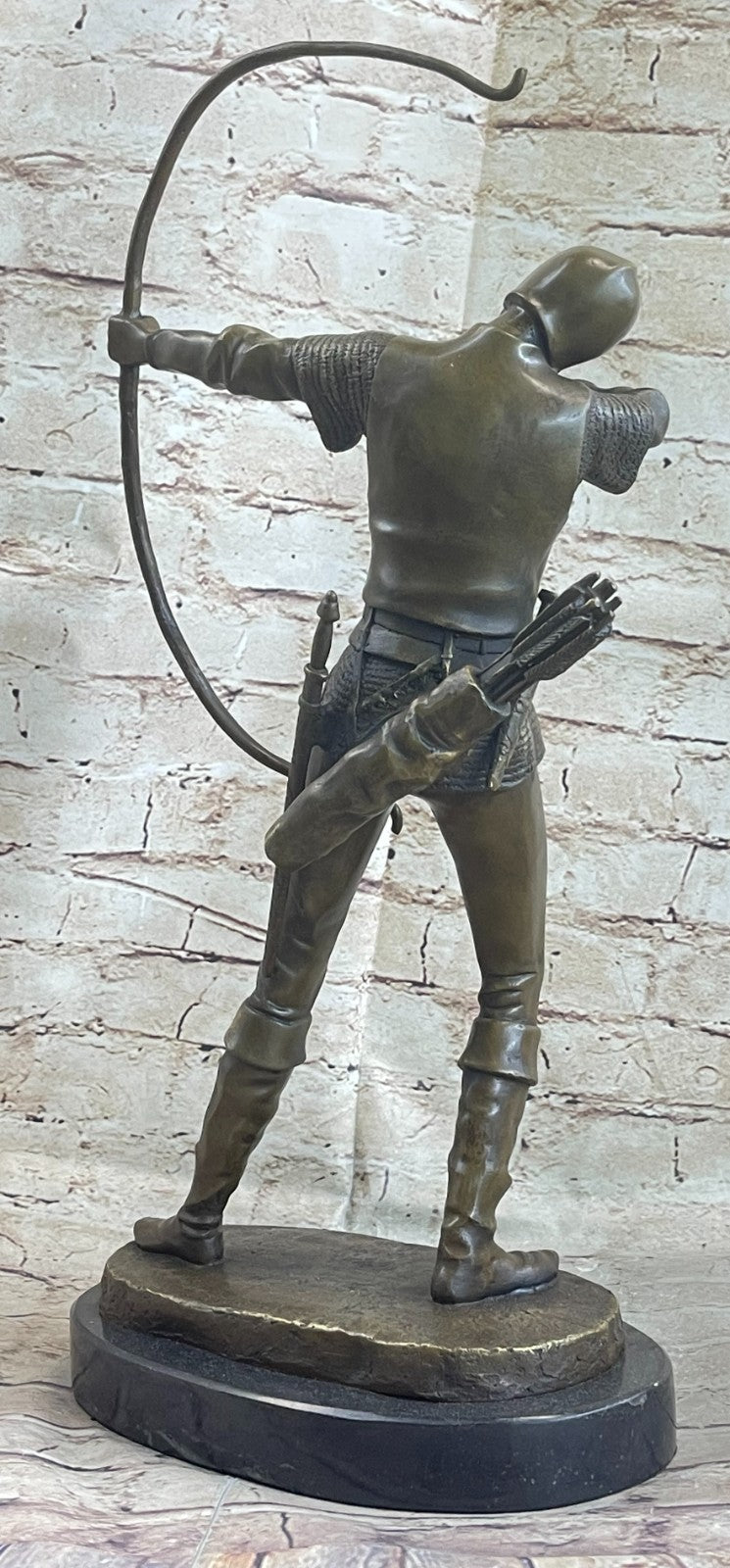 Bronze Metal Art Deco Classic Sculpture Male Archer Bow Arrow Statue Marble SALE