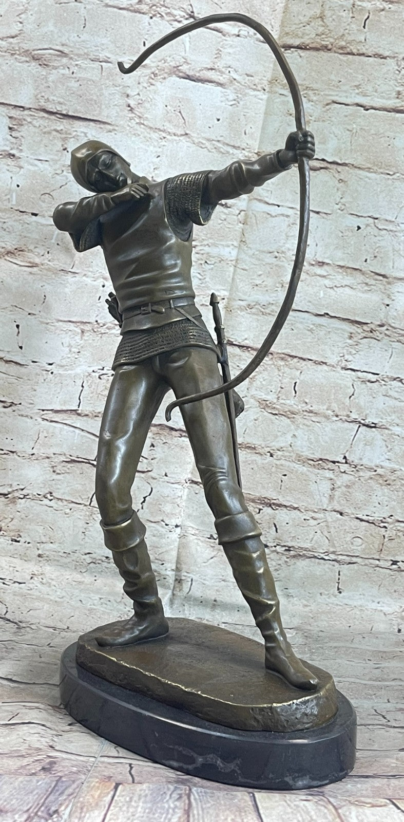Bronze Metal Art Deco Classic Sculpture Male Archer Bow Arrow Statue Marble SALE