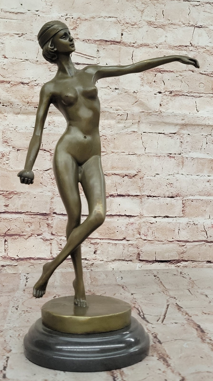 BRONZE NUDE WOMAN Girl Model Erotic sculpture ART statue shades gray dancer Sale
