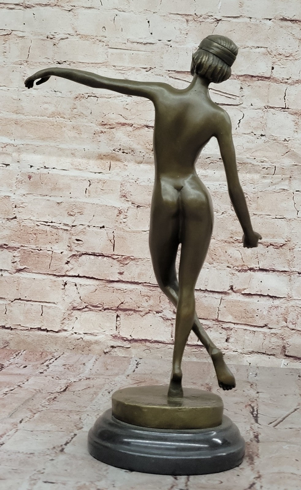 BRONZE NUDE WOMAN Girl Model Erotic sculpture ART statue shades gray dancer Sale
