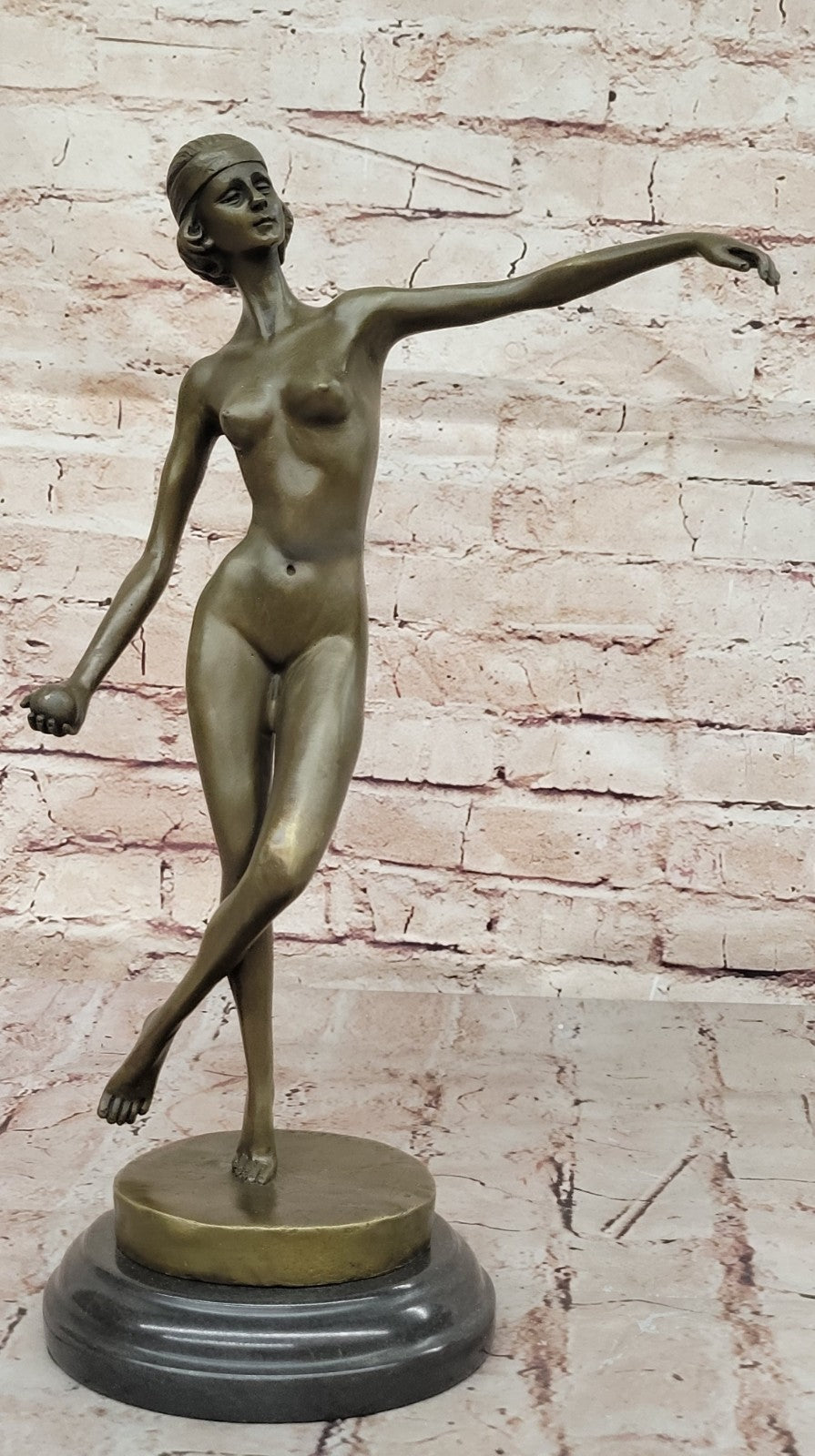 BRONZE NUDE WOMAN Girl Model Erotic sculpture ART statue shades gray dancer Sale