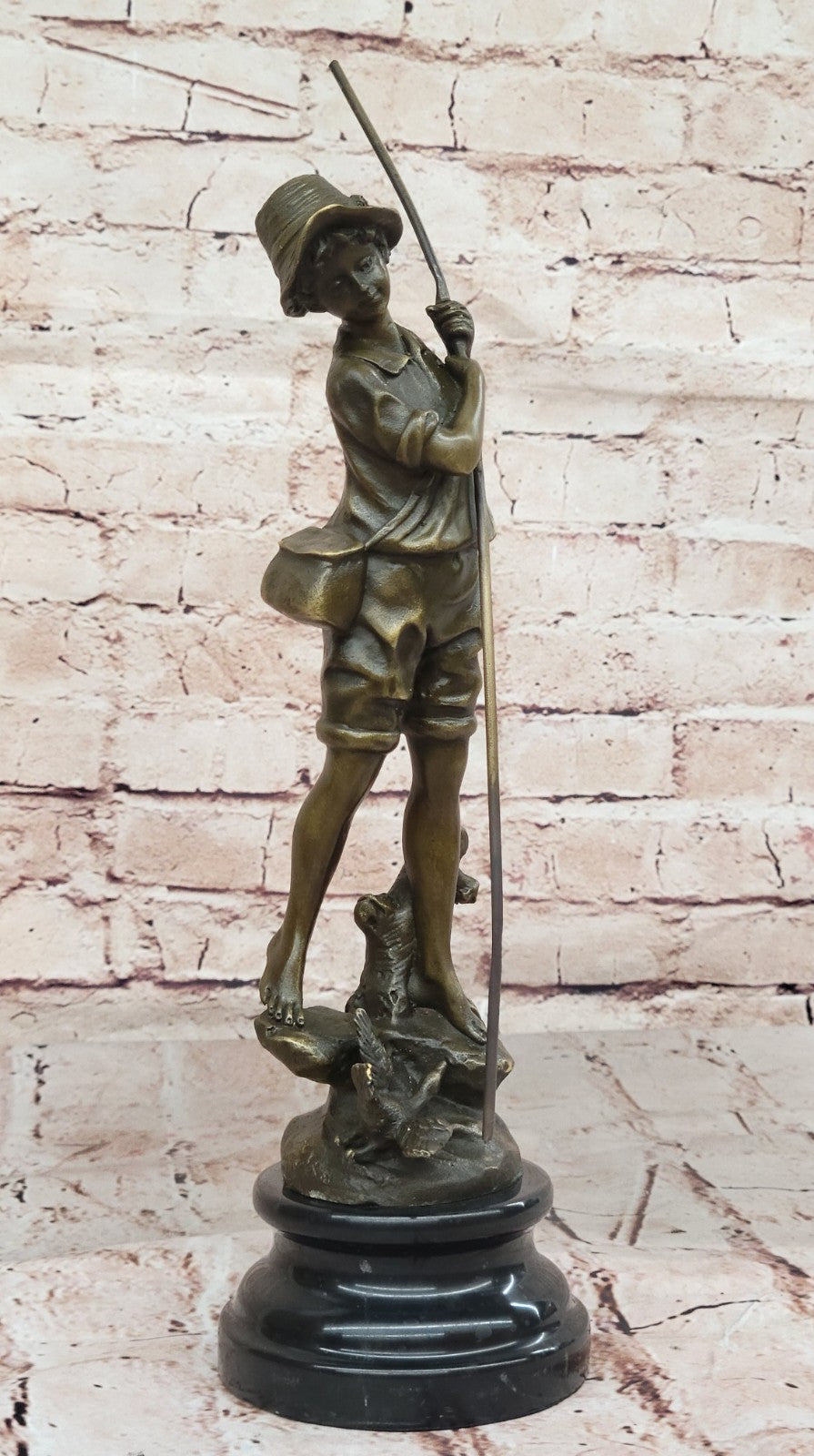 Bronze Fisherman Sculpture: Fly Fisherman by Miguel Lopez Known As Milo Figure