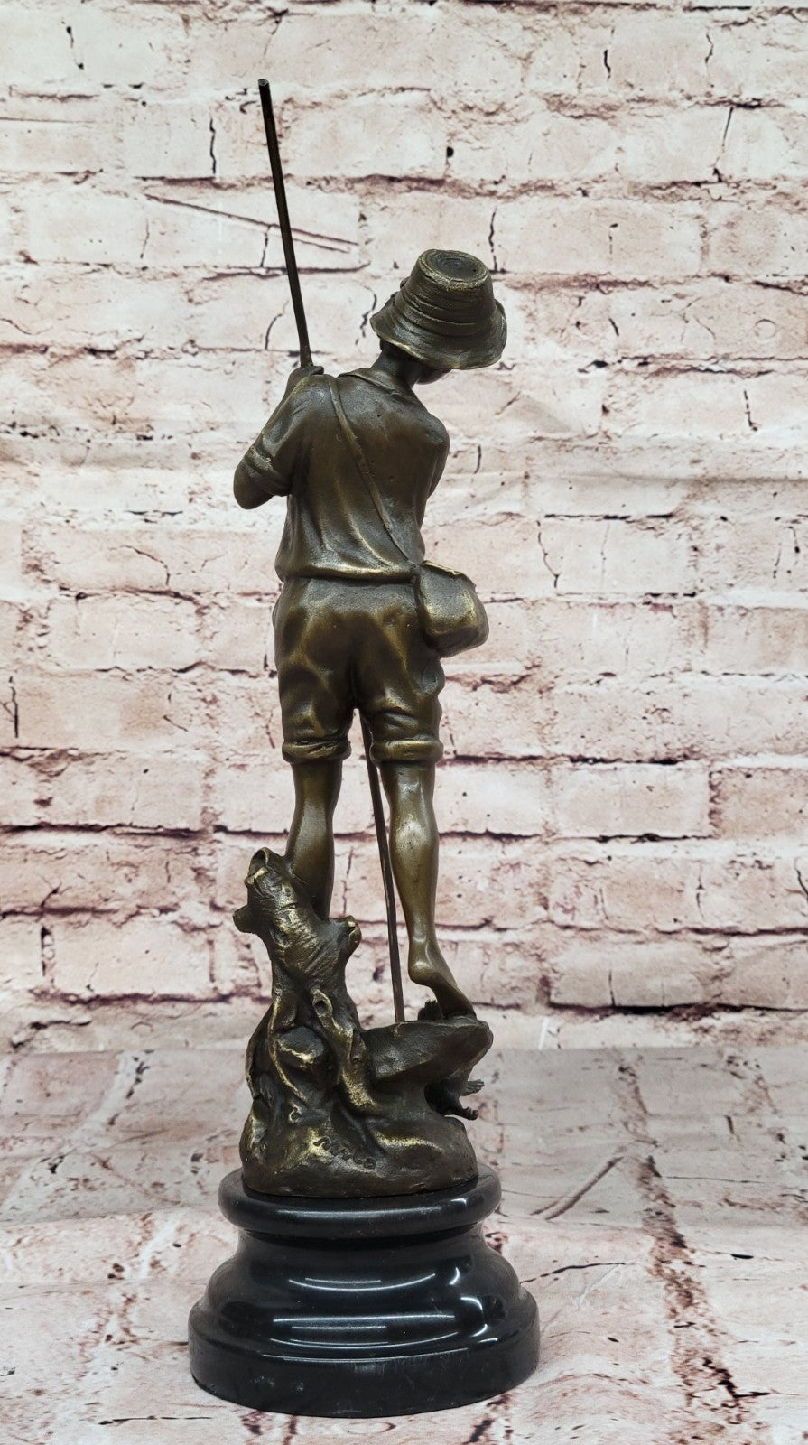 Bronze Fisherman Sculpture: Fly Fisherman by Miguel Lopez Known As Milo Figure