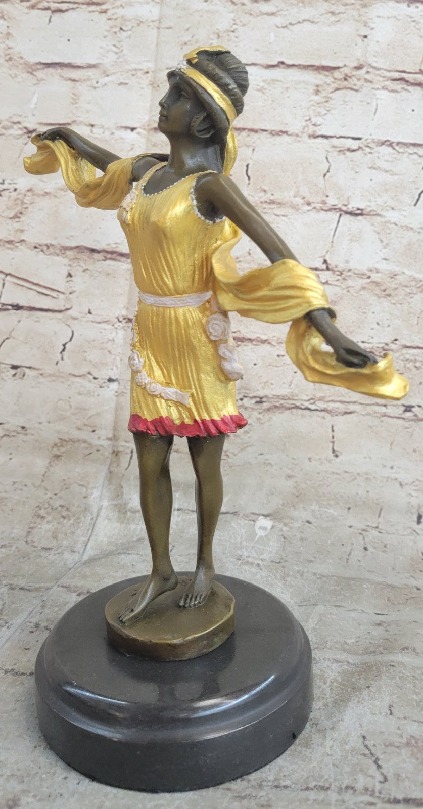 Graceful Nude Dancer By Mirval Bronze Marble Figurine Art Deco Hand Made Figure