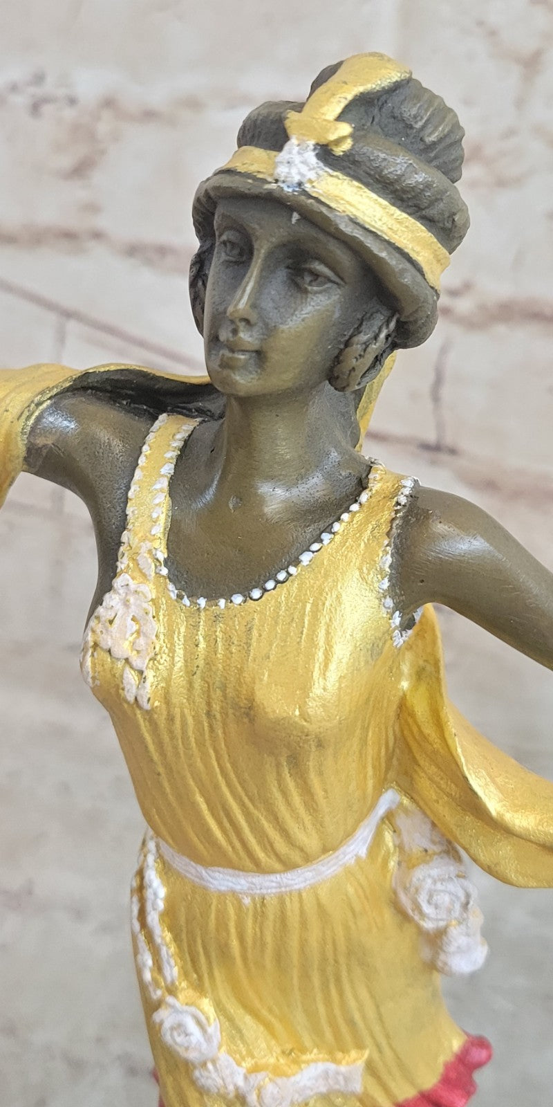 Graceful Nude Dancer By Mirval Bronze Marble Figurine Art Deco Hand Made Figure