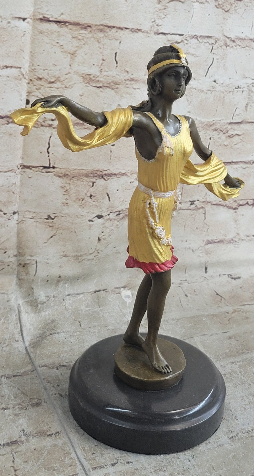 Graceful Nude Dancer By Mirval Bronze Marble Figurine Art Deco Hand Made Figure