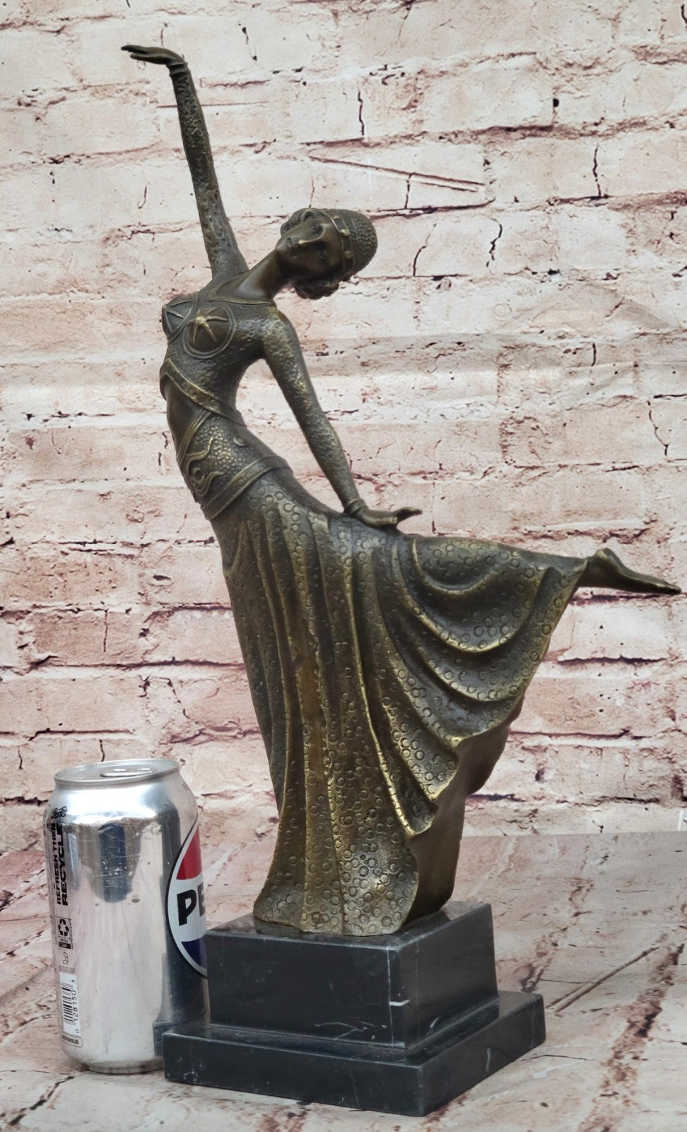 SIGNED REAL BRONZE SCULPTURE CUBISM NUDE GIRL ABSTRACT MODERN ART STATUE DECOR