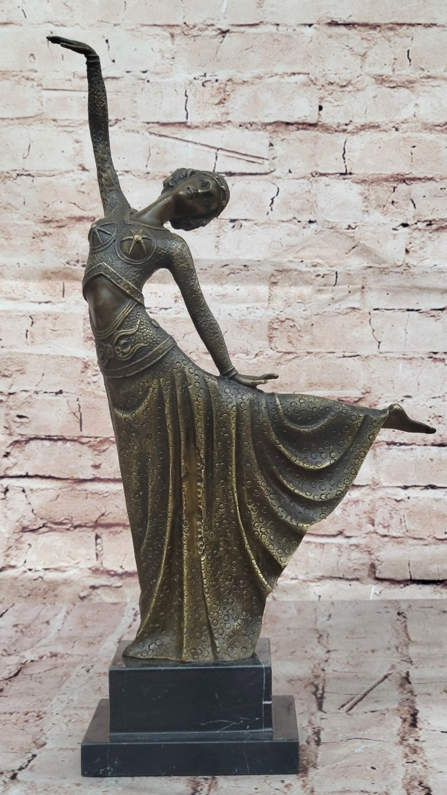 SIGNED REAL BRONZE SCULPTURE CUBISM NUDE GIRL ABSTRACT MODERN ART STATUE DECOR