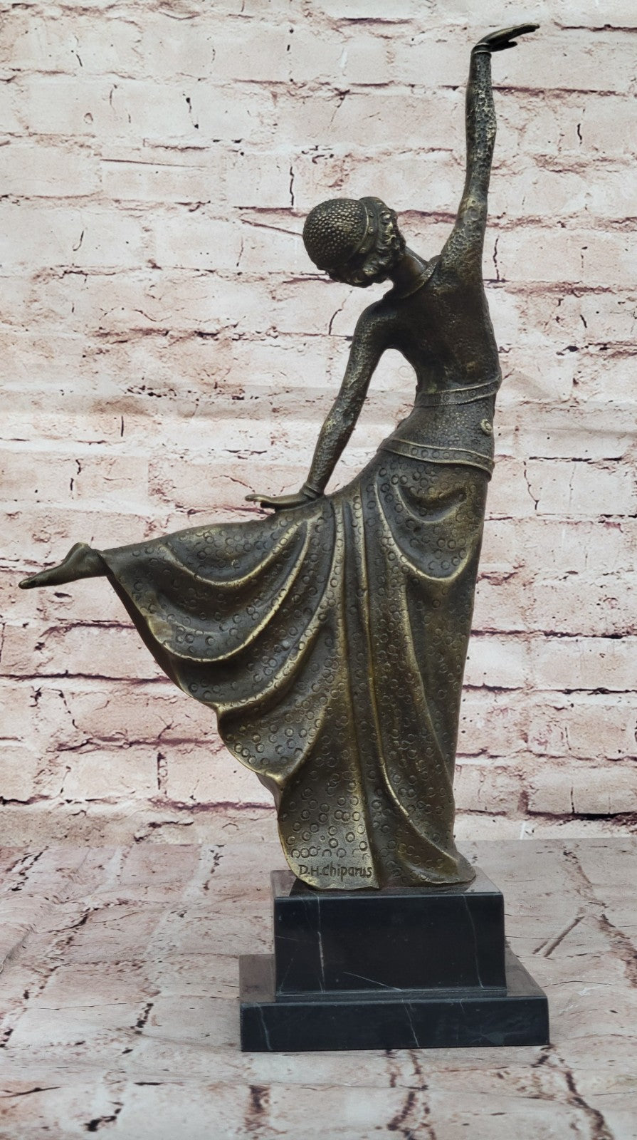 SIGNED REAL BRONZE SCULPTURE CUBISM NUDE GIRL ABSTRACT MODERN ART STATUE DECOR