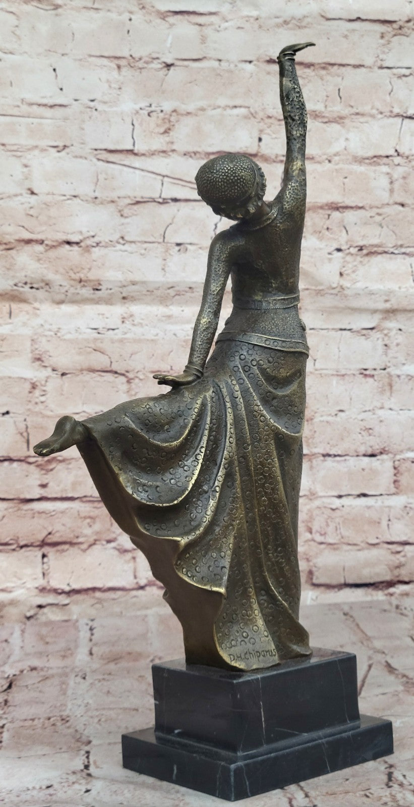 SIGNED REAL BRONZE SCULPTURE CUBISM NUDE GIRL ABSTRACT MODERN ART STATUE DECOR