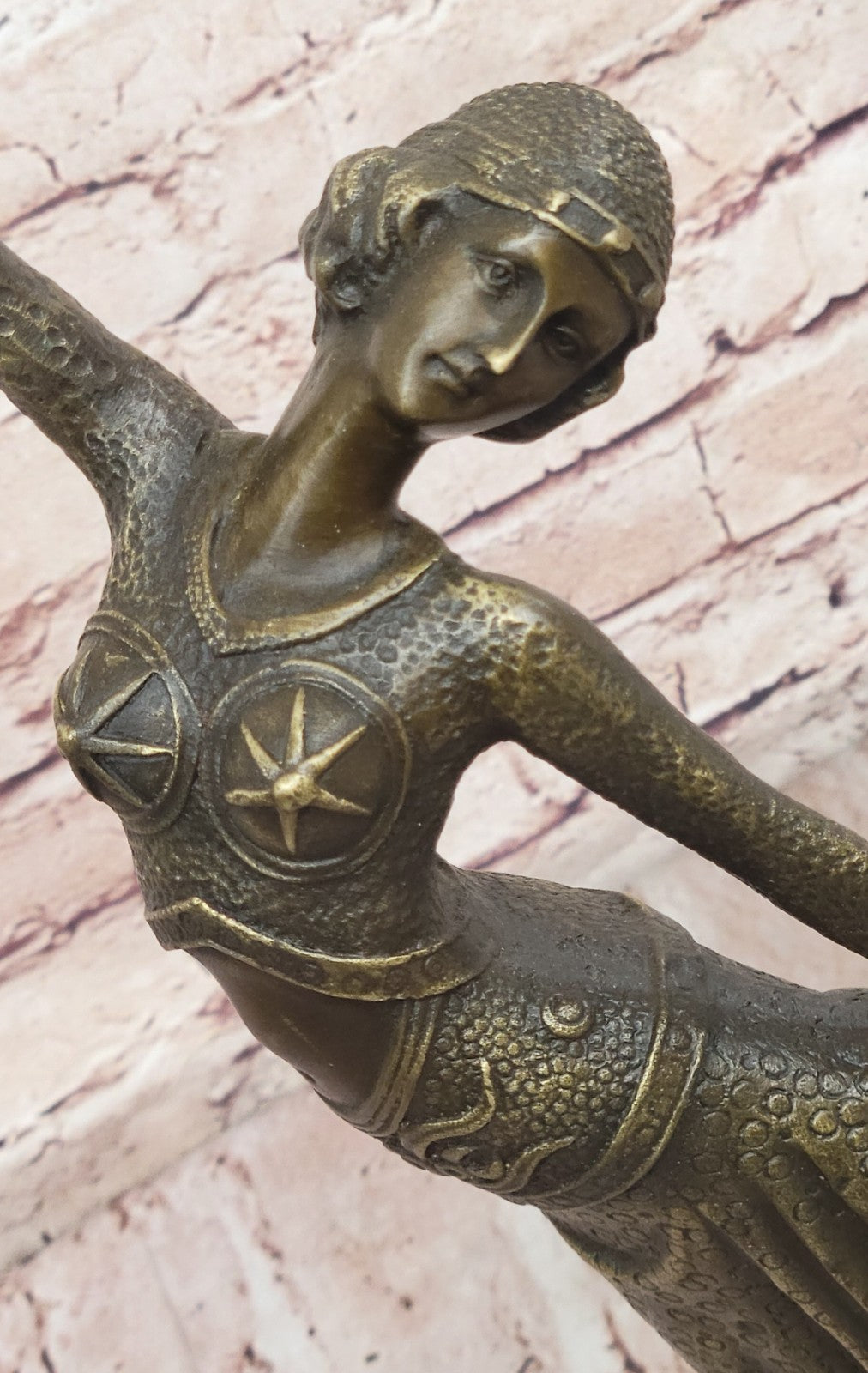 SIGNED REAL BRONZE SCULPTURE CUBISM NUDE GIRL ABSTRACT MODERN ART STATUE DECOR