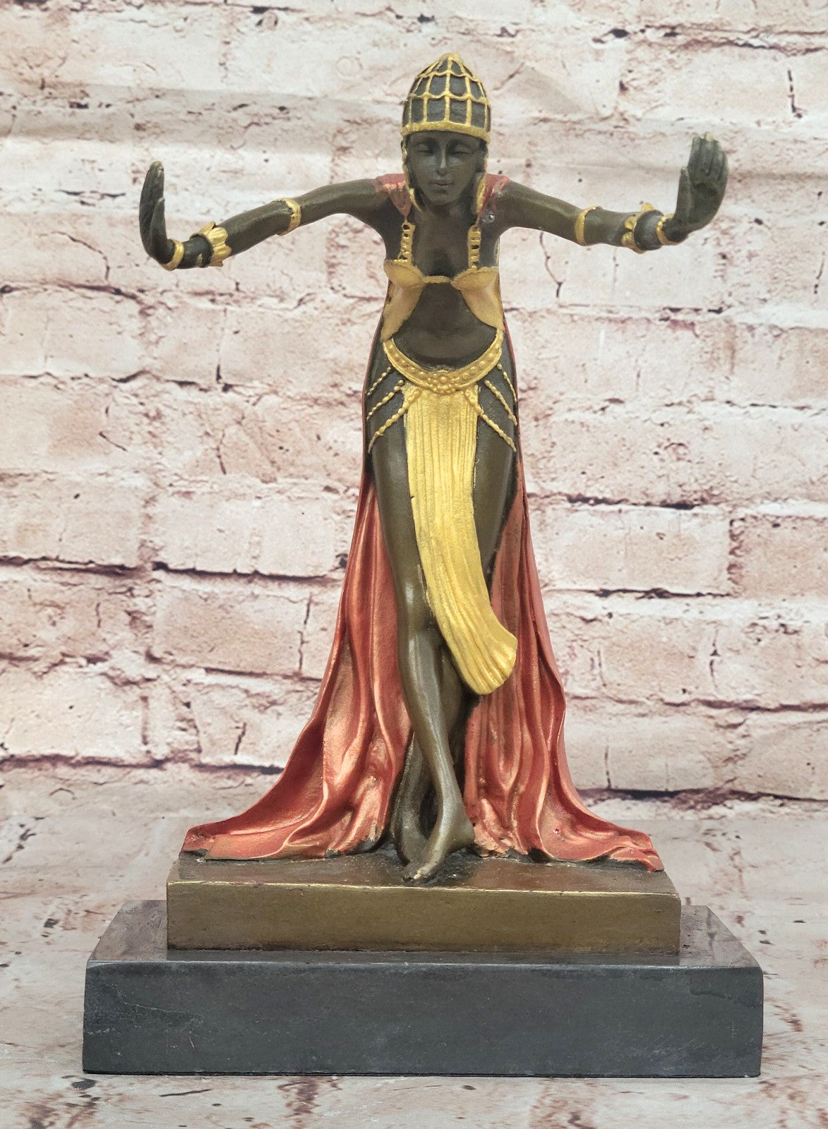 CJR. COLINET HINDU DANCER BRONZE HOT CAST SPECIAL PATINA FIGURINE FIGURE