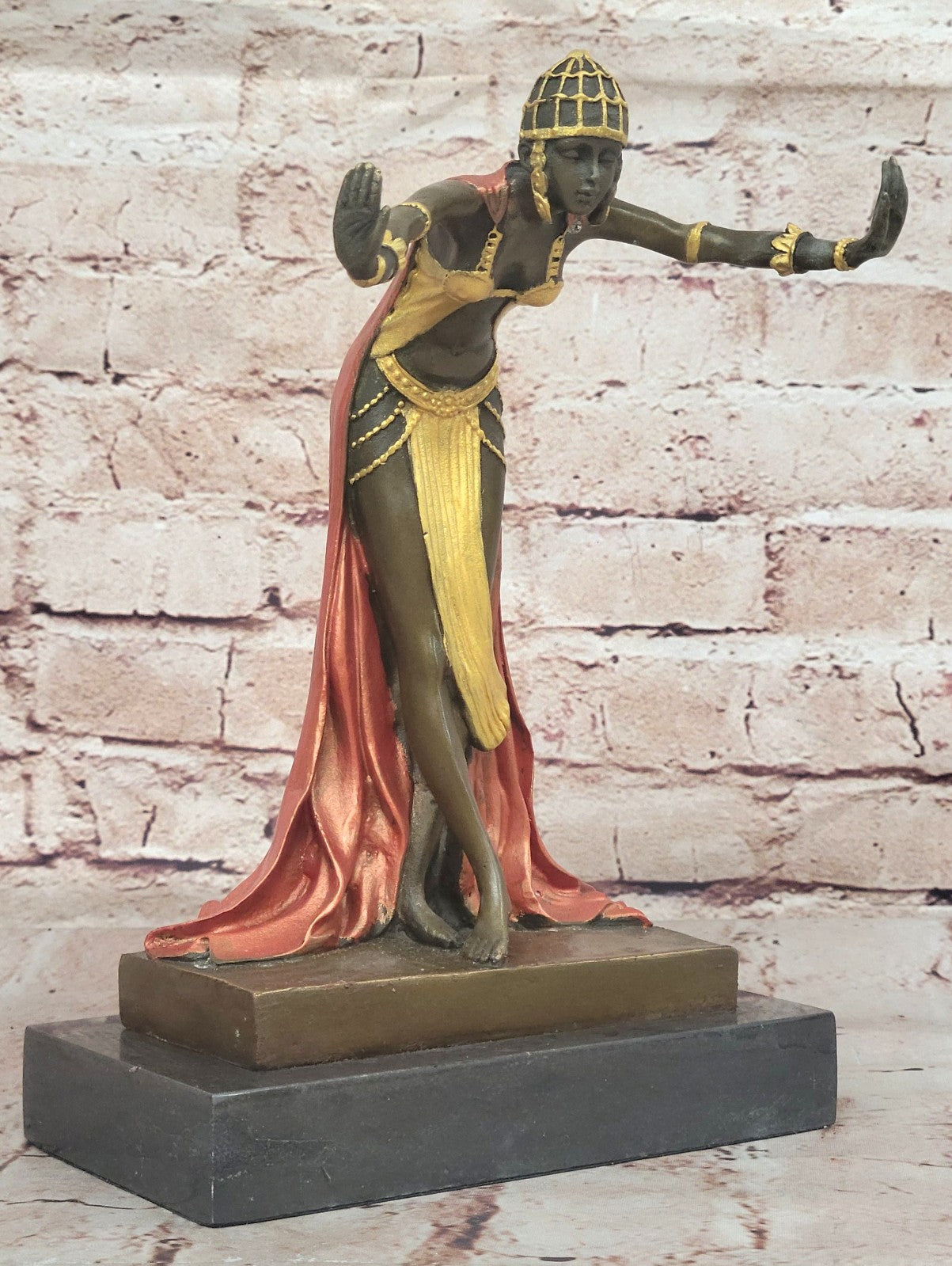 CJR. COLINET HINDU DANCER BRONZE HOT CAST SPECIAL PATINA FIGURINE FIGURE