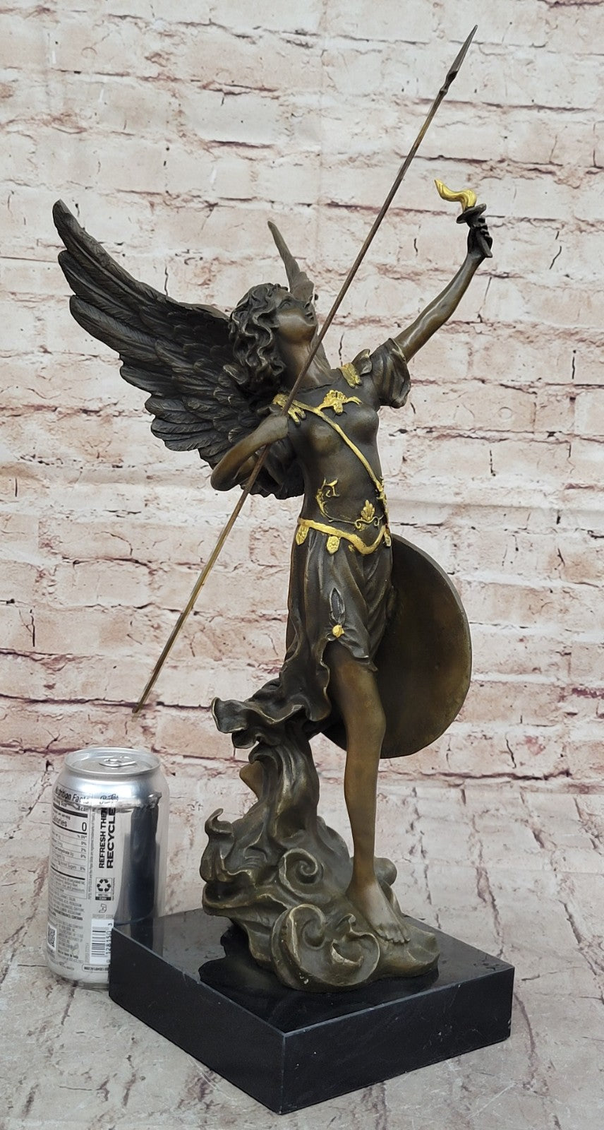 Collectible Bronze Sculpture Winged Victory Athena Nike Paris Louvre Art Deco Figurine