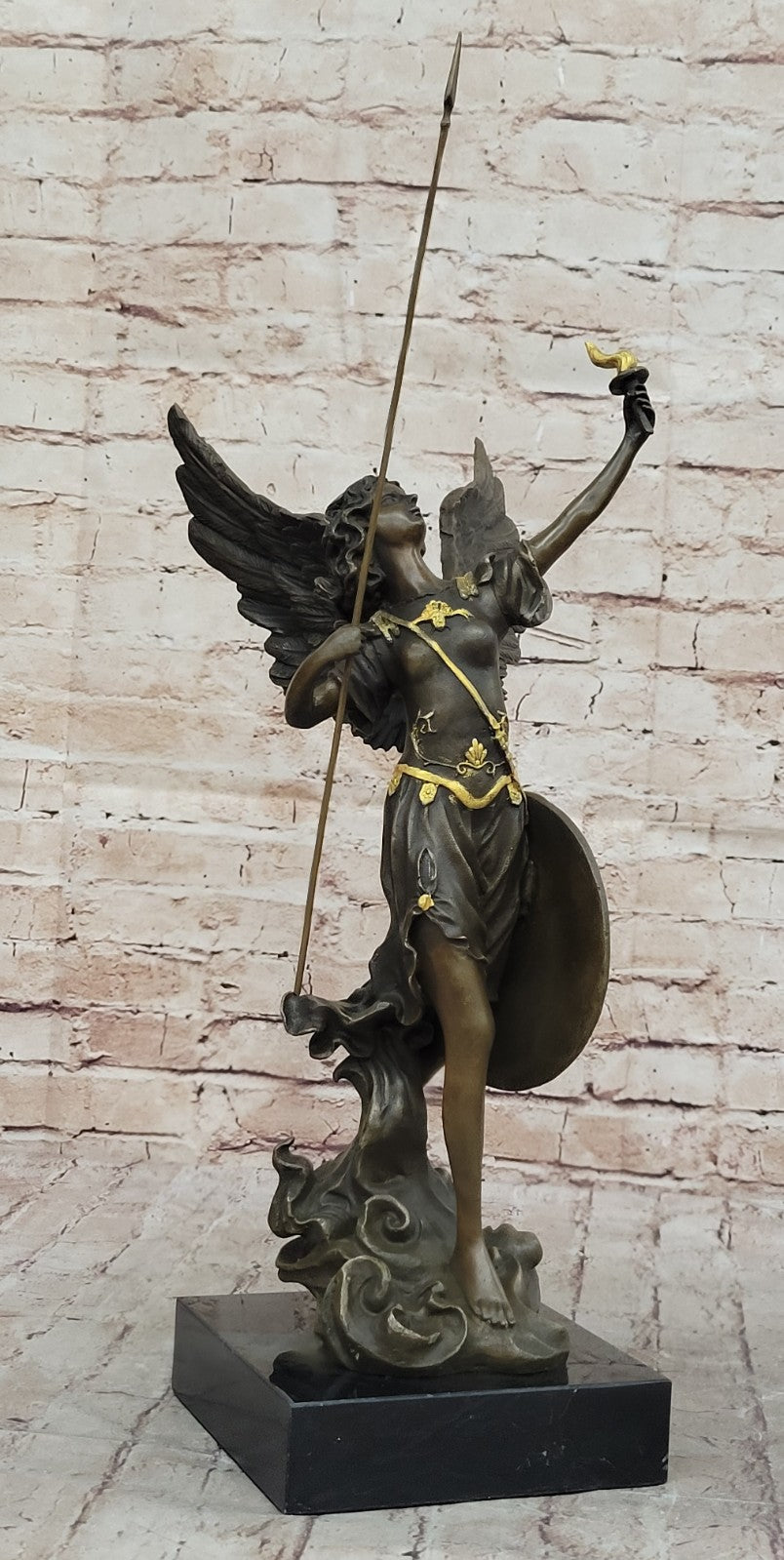 Collectible Bronze Sculpture Winged Victory Athena Nike Paris Louvre Art Deco Figurine