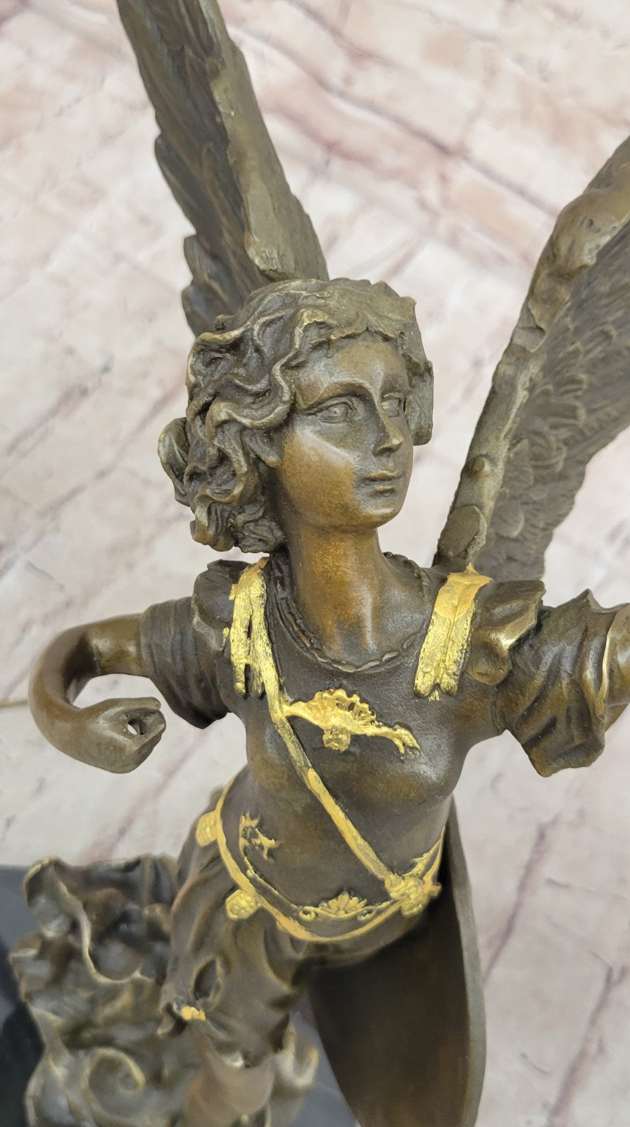 Collectible Bronze Sculpture Winged Victory Athena Nike Paris Louvre Art Deco Figurine