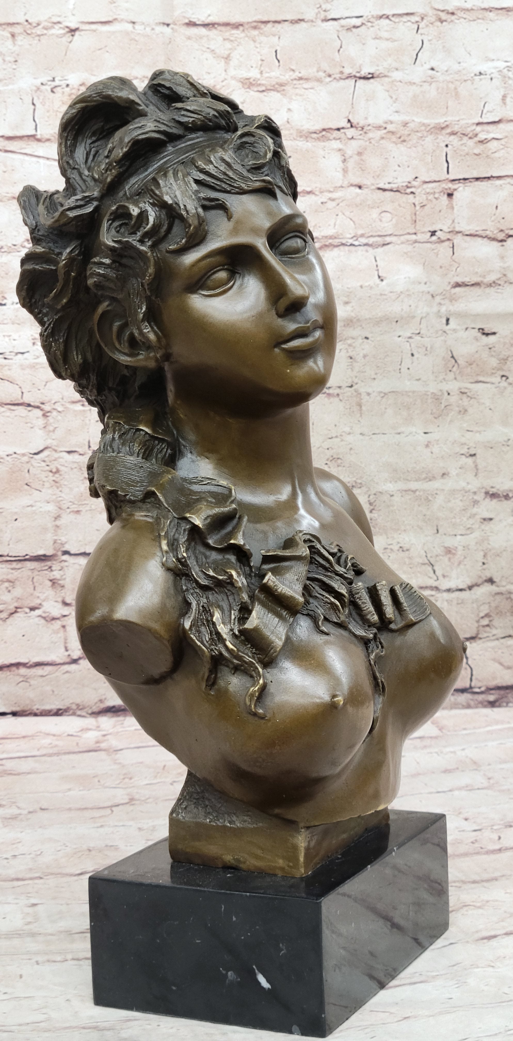 Hand Made Nude Female Bust by French Artist Jean Patoue Classic Artwork Statue