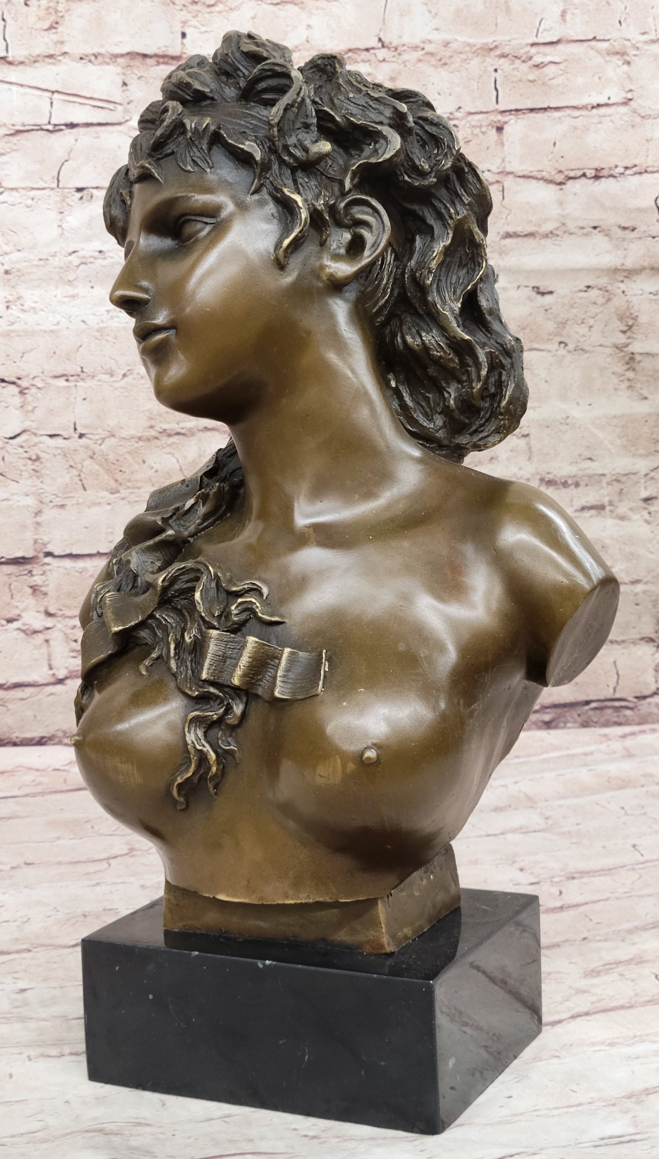 Hand Made Nude Female Bust by French Artist Jean Patoue Classic Artwork Statue
