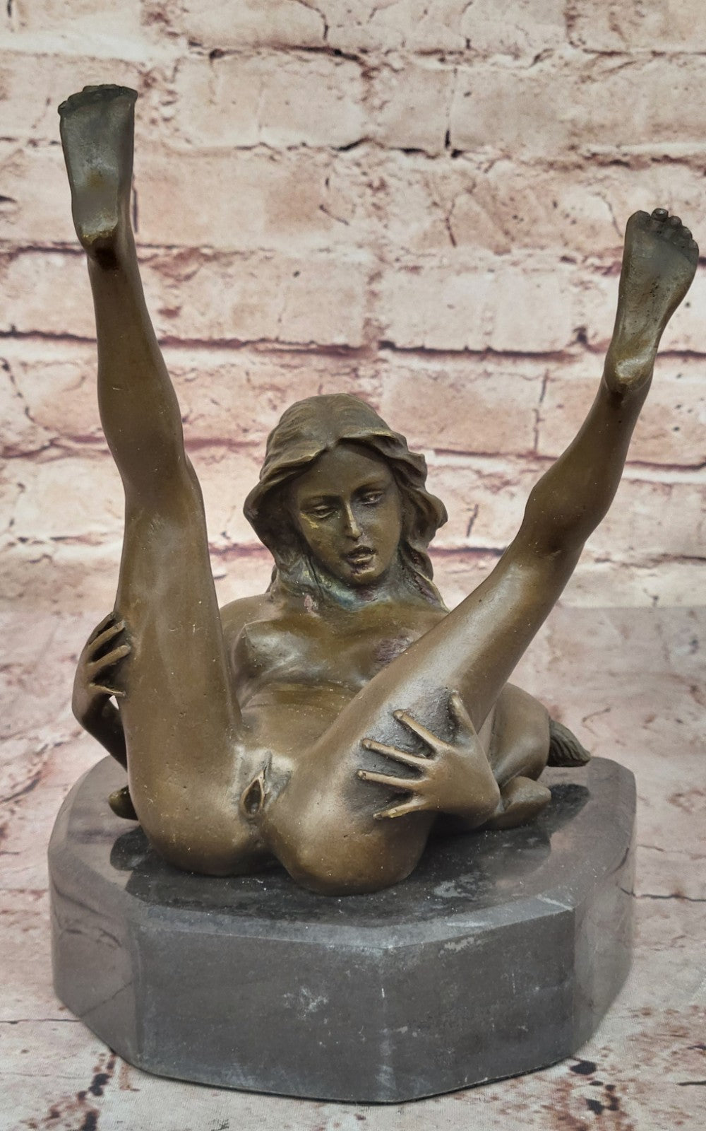 Bronze Art Deco Sculpture Nude Woman w/ Marble Base- Signed Nino Oliviono Sale