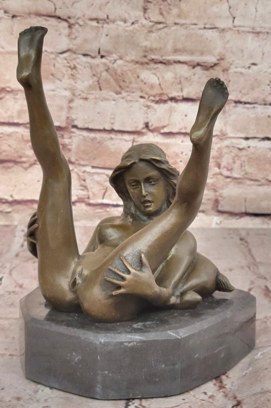 Bronze Art Deco Sculpture Nude Woman w/ Marble Base- Signed Nino Oliviono Sale