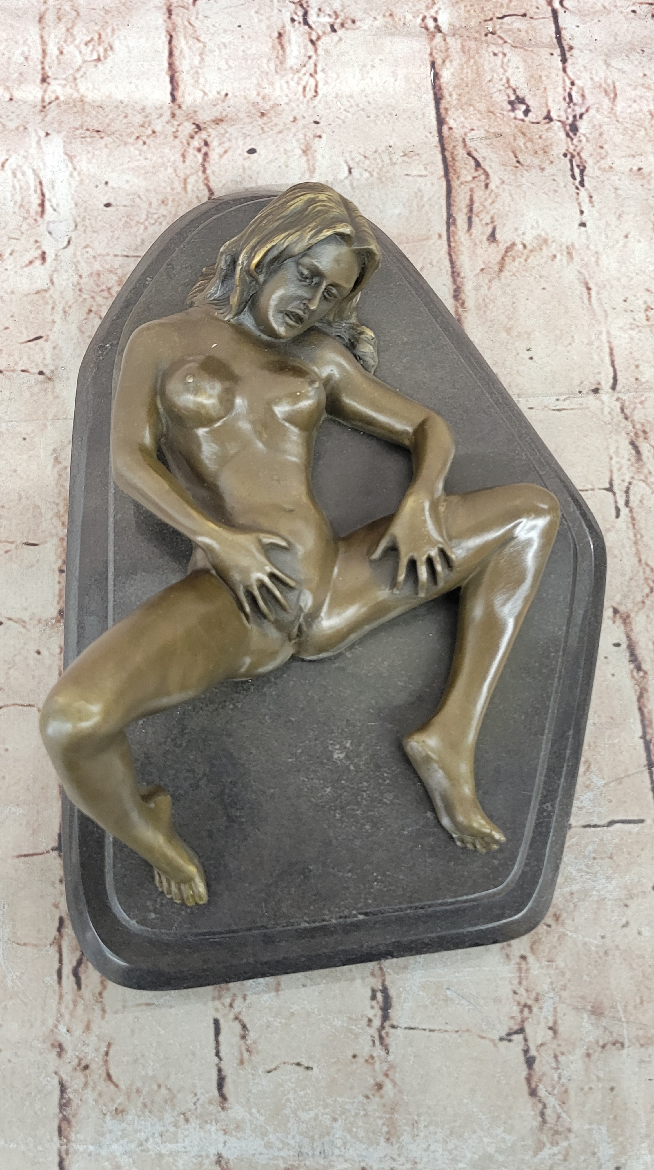 MID CENTURY BRUTALIST ORIGINAL ABSTRACT BRONZE NUDE WOMAN FIGURE ART SCULPTURE