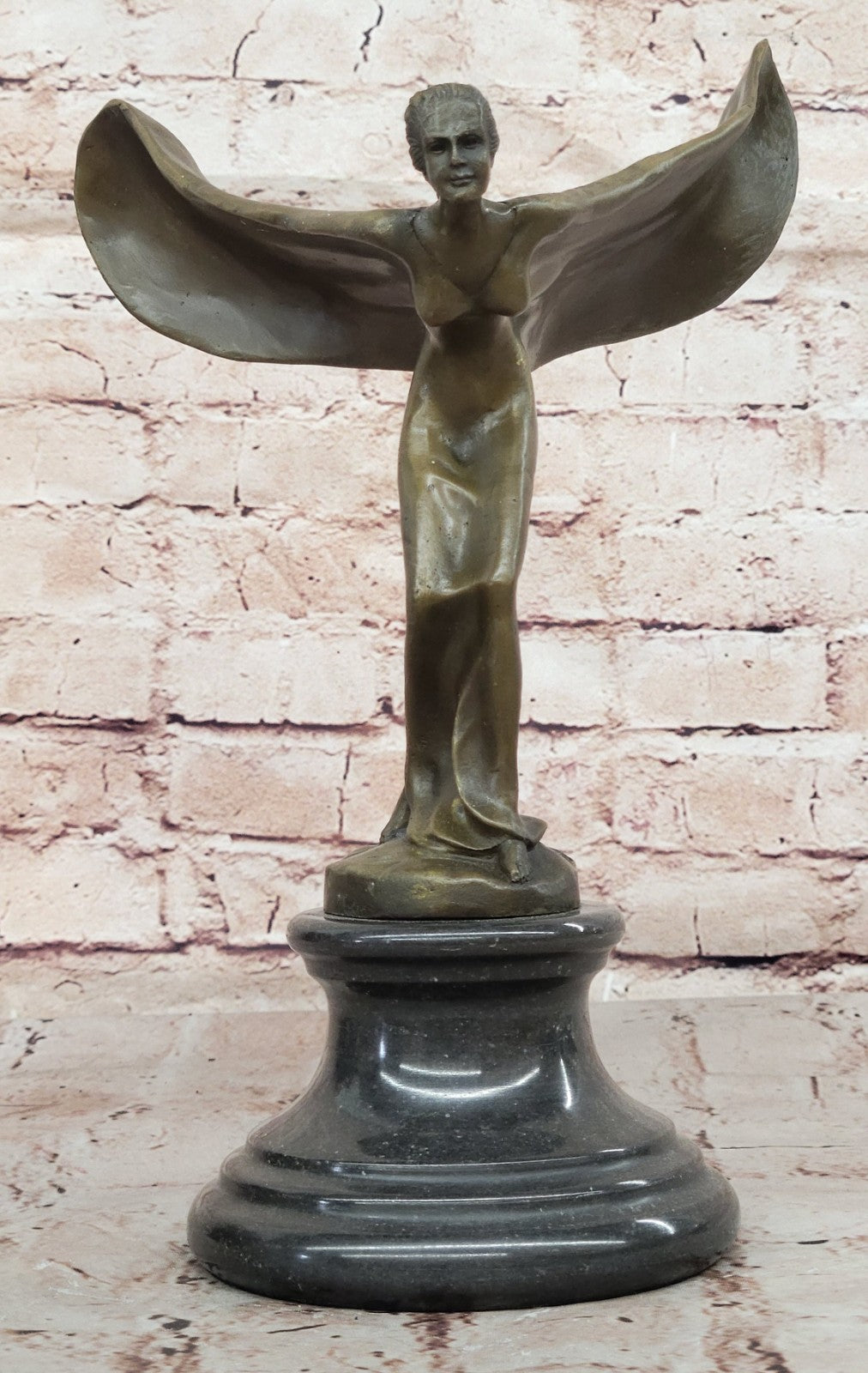 Bronze Art Nouveau Spirit of Ecstasy Handmade Statue Home Office Decor