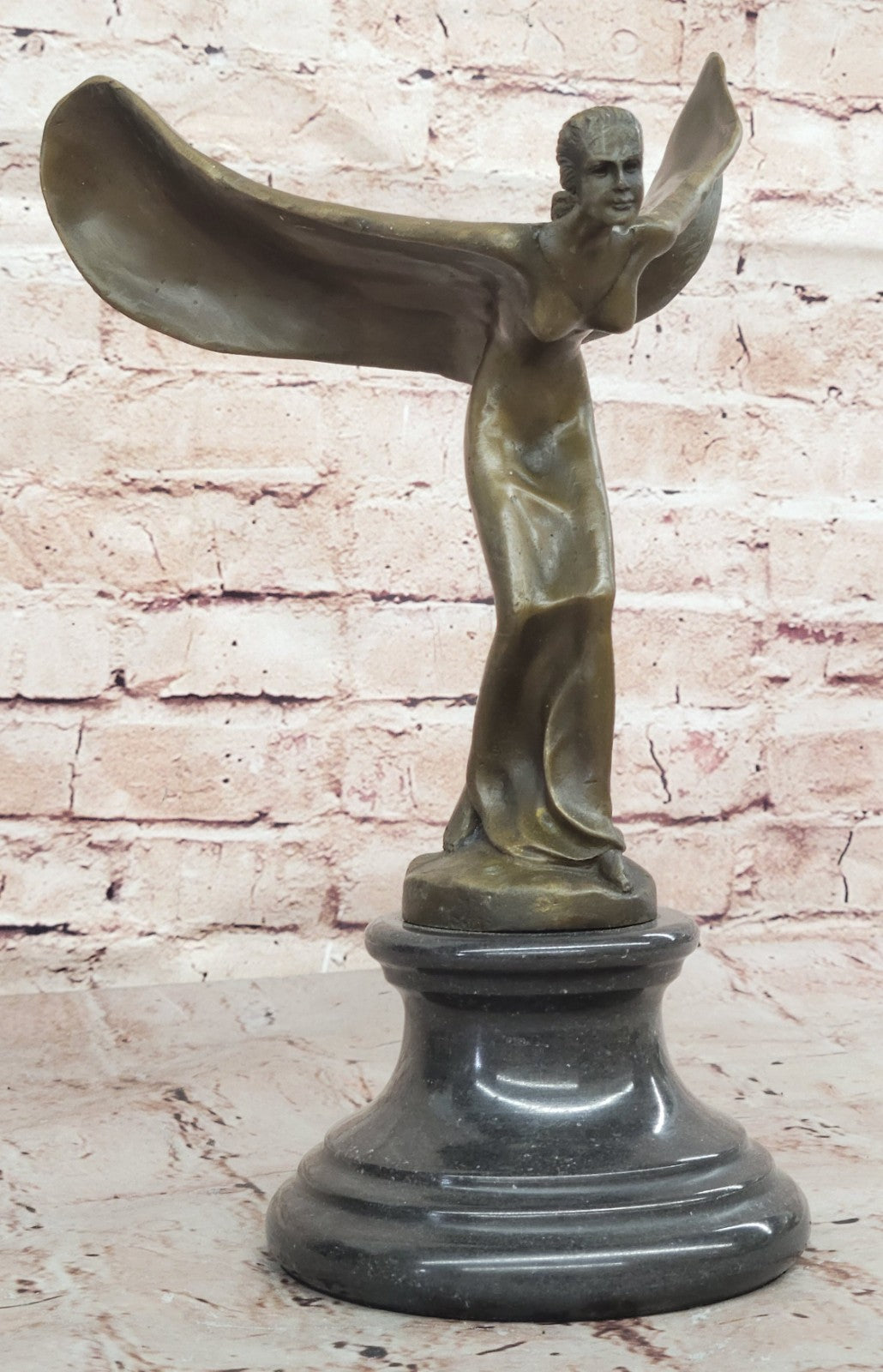 Bronze Art Nouveau Spirit of Ecstasy Handmade Statue Home Office Decor