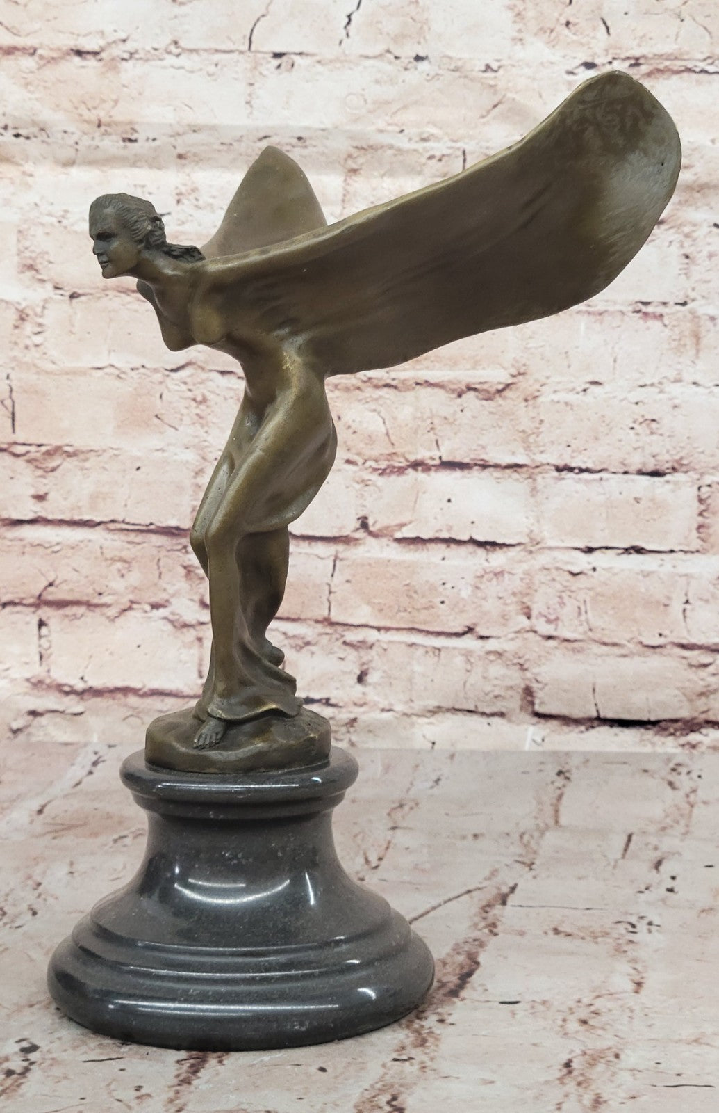Bronze Art Nouveau Spirit of Ecstasy Handmade Statue Home Office Decor