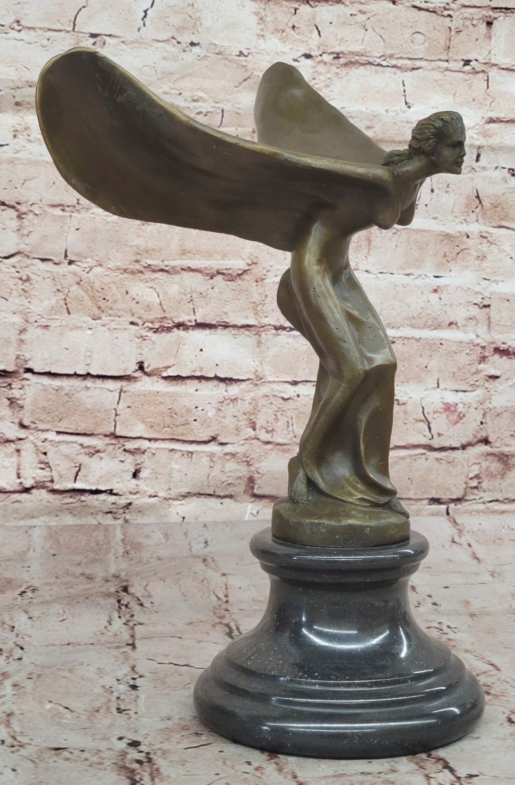 Bronze Art Nouveau Spirit of Ecstasy Handmade Statue Home Office Decor