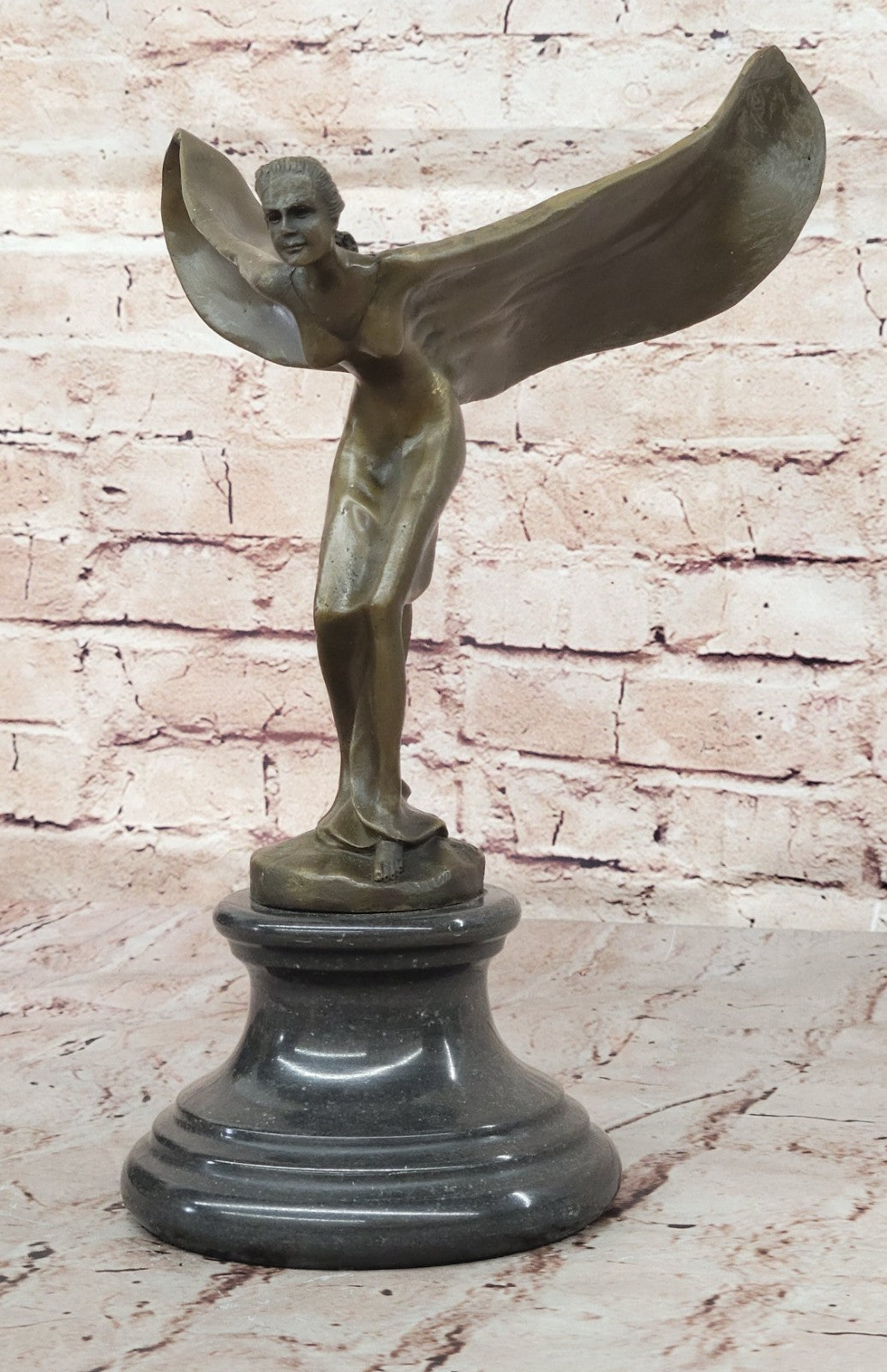 Bronze Art Nouveau Spirit of Ecstasy Handmade Statue Home Office Decor