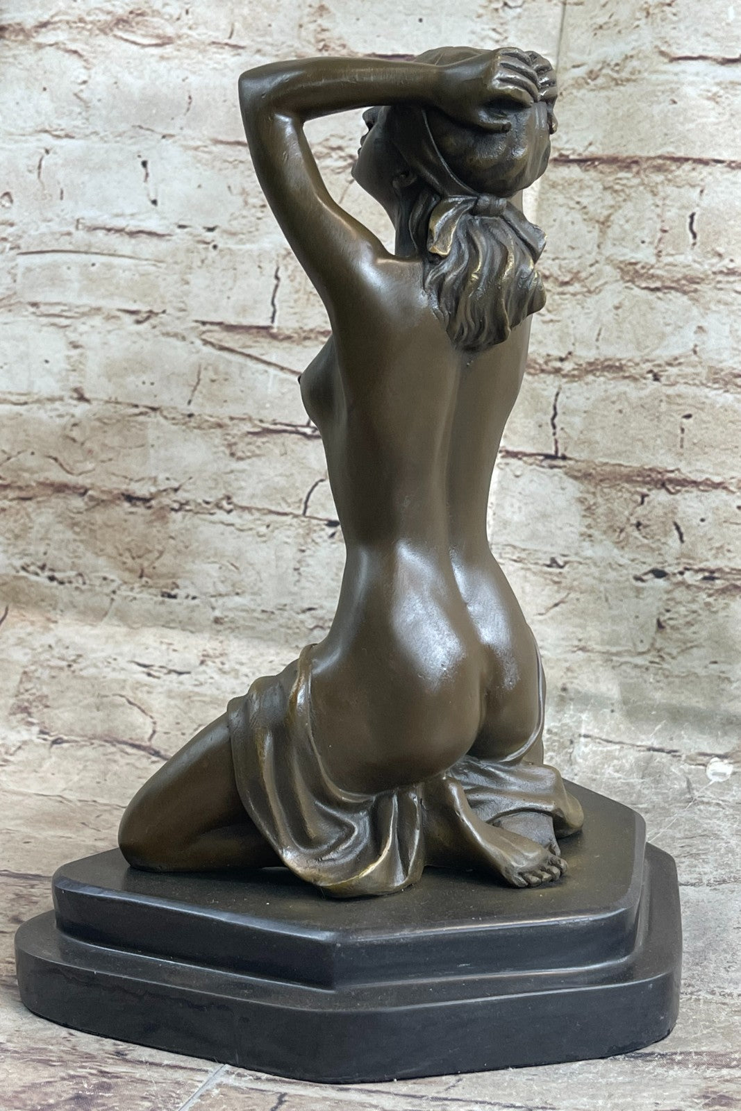 Abstract Modern Art Nude Girl Captive Bronze Sculpture Marble Base Statue Figure