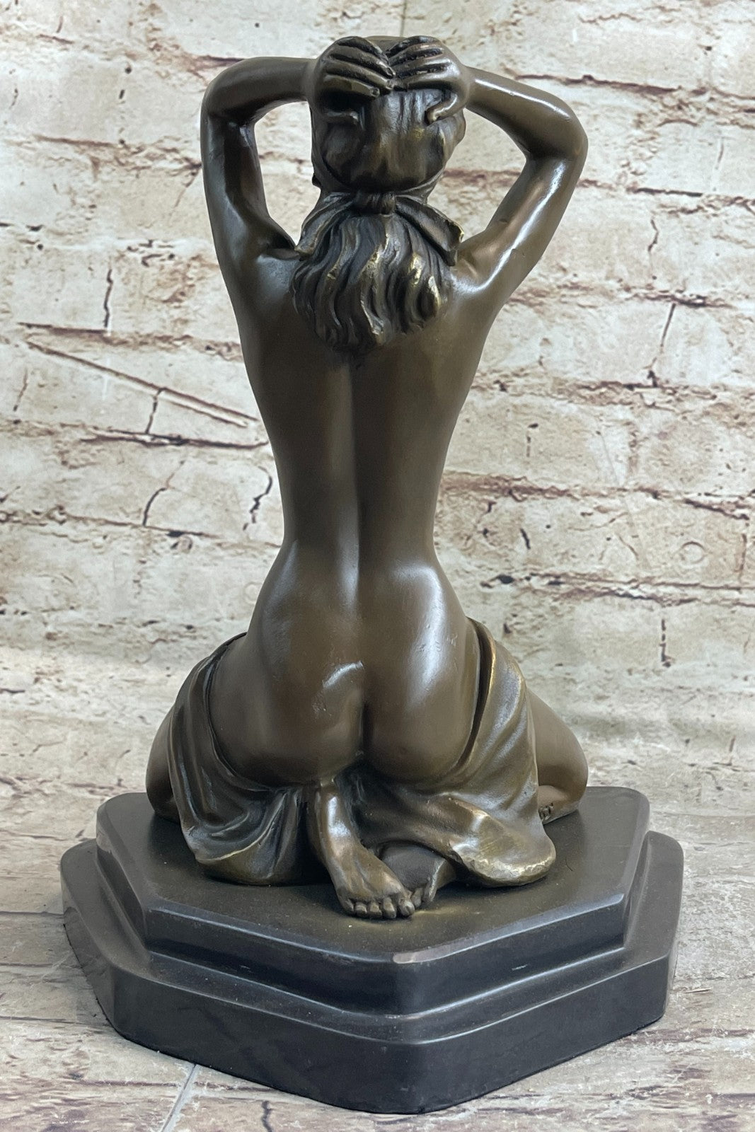 Abstract Modern Art Nude Girl Captive Bronze Sculpture Marble Base Statue Figure
