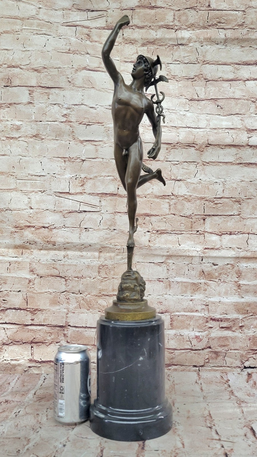 LARGE BRONZE STATUE MERCURY HERMES ART FIGURE HOT CAST FIGURINE GREEK MYTHOLOGY