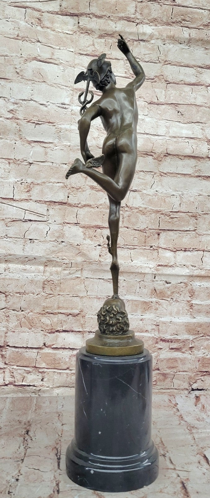 LARGE BRONZE STATUE MERCURY HERMES ART FIGURE HOT CAST FIGURINE GREEK MYTHOLOGY