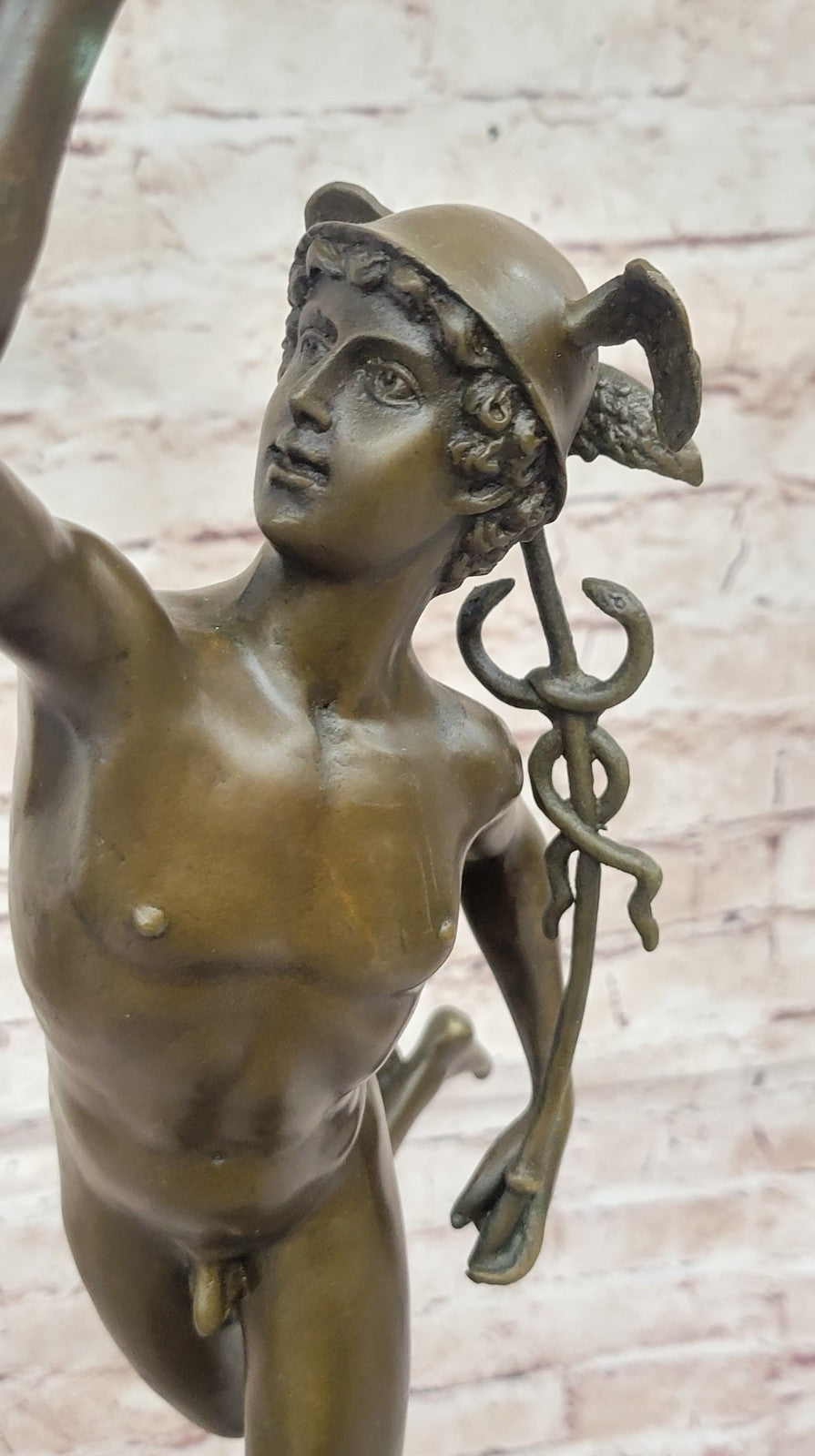 LARGE BRONZE STATUE MERCURY HERMES ART FIGURE HOT CAST FIGURINE GREEK MYTHOLOGY