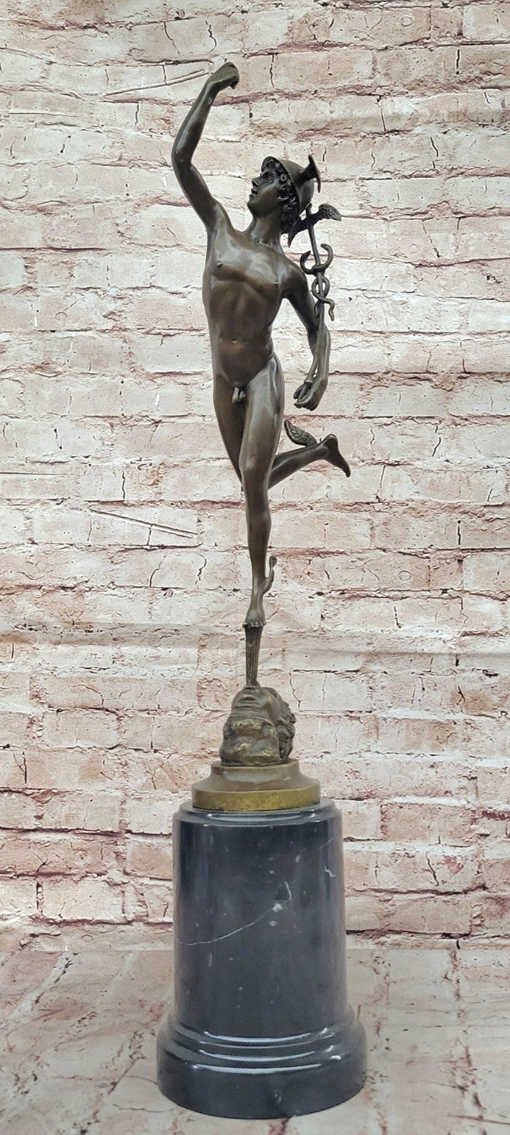 LARGE BRONZE STATUE MERCURY HERMES ART FIGURE HOT CAST FIGURINE GREEK MYTHOLOGY