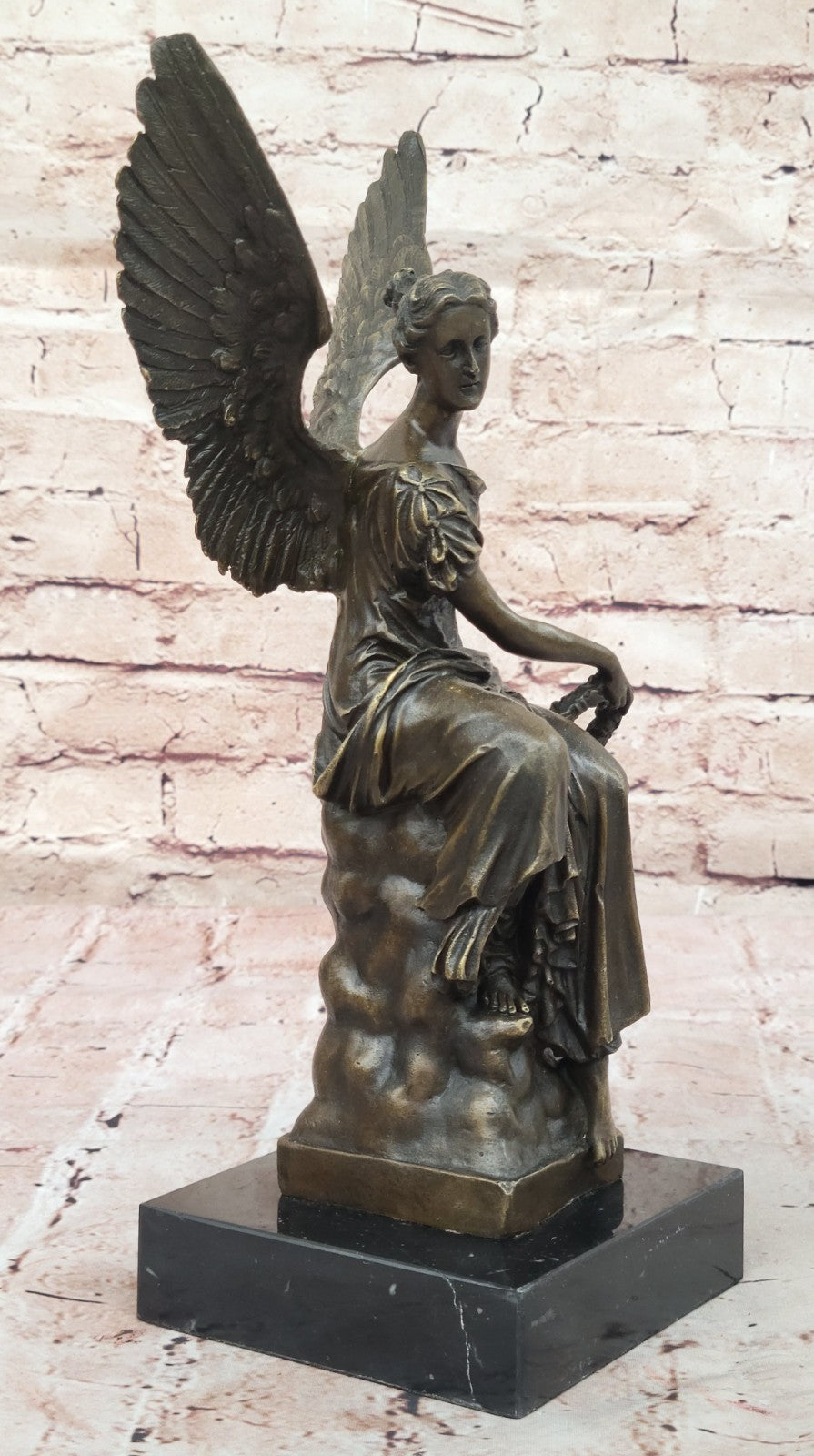 Handcrafted bronze sculpture SALE Celesti On Sits Angel Beautiful Moreau Figure